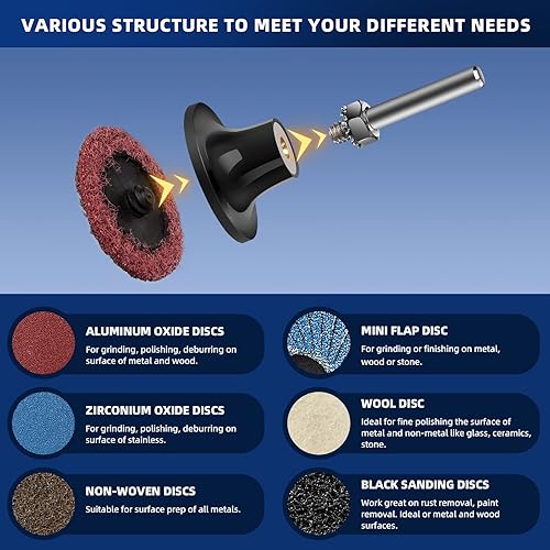 Miniatura 4 de Tanzfrosch Juego de 108 discos de lijado de 2 pulgadas, disco de cambio rápido con soporte de 14 de pulgada, disco de acondicionamiento de