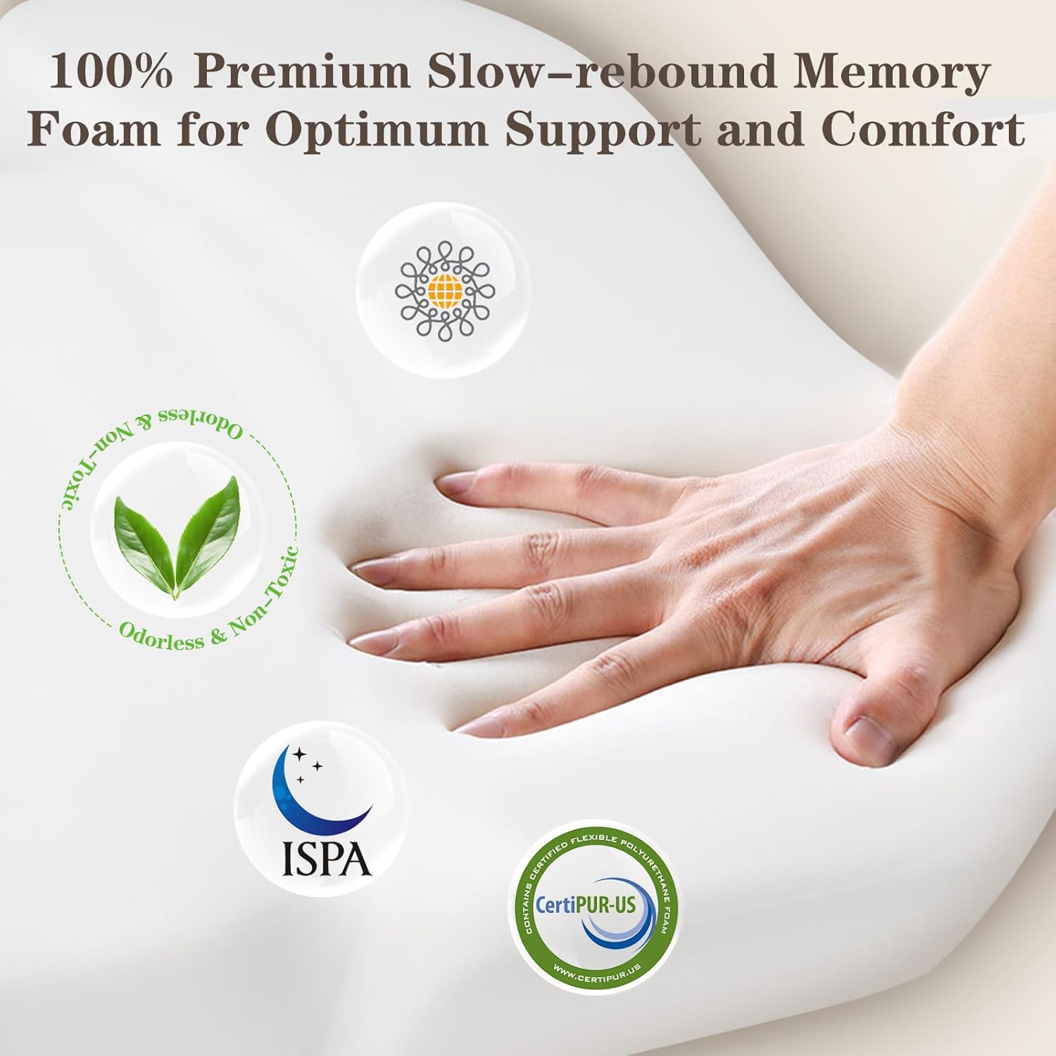 HOMCA Beauty Pillow for Back Sleeper, Memory Foam Back Sleeping Cervical Neck Pillow Reduces Pressure on Skin, Wrinkle Prevention, Ergonomic Design for Neck and Shoulder Pain Relief - Image 7