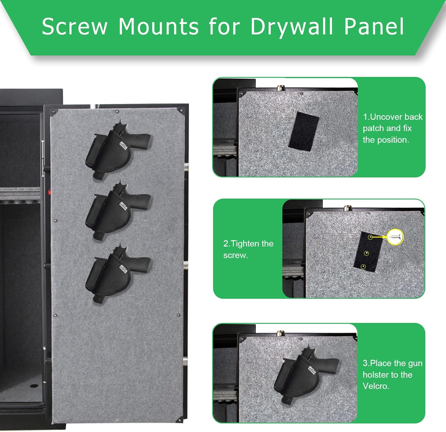 NEXT STATION Universal Pistol Holster with Magazine Pouch,Gun Safe Pistol Holder for Gun Safe Organizer Gun Cabinet Gun Safe Accessories Storage