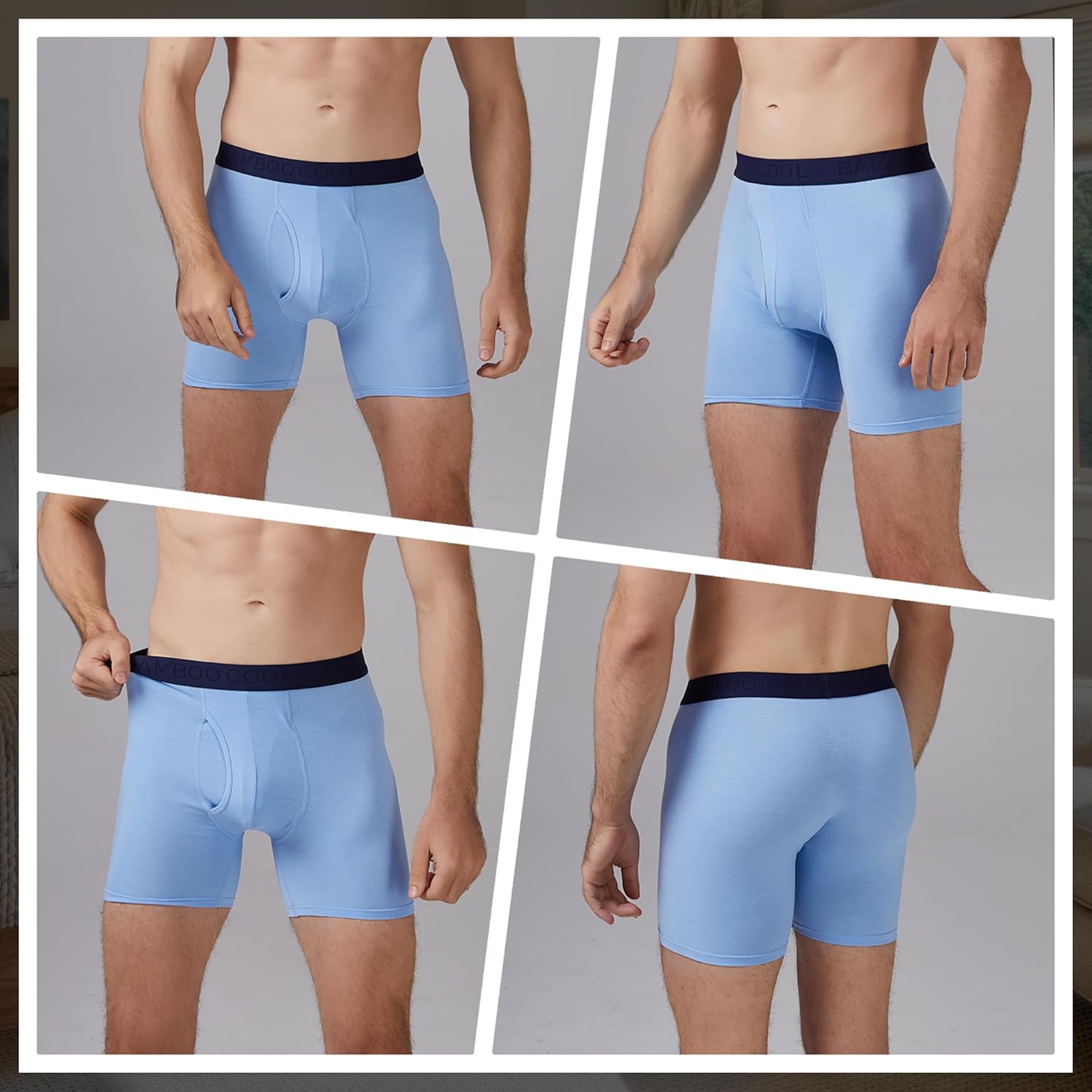 BAMBOO COOL Men's Underwear Breathable Boxer Briefs with Fly Moisture-Wicking Lightweight Underwear 7-Pack - Image 2