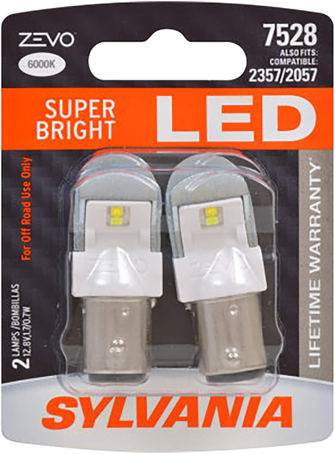 SYLVANIA - 7528 ZEVO LED White Bulb - Bright LED Bulb, Ideal for Daytime Running Lights (DRL) and Back-Up/Reverse Lights (Contains 2 Bulbs)