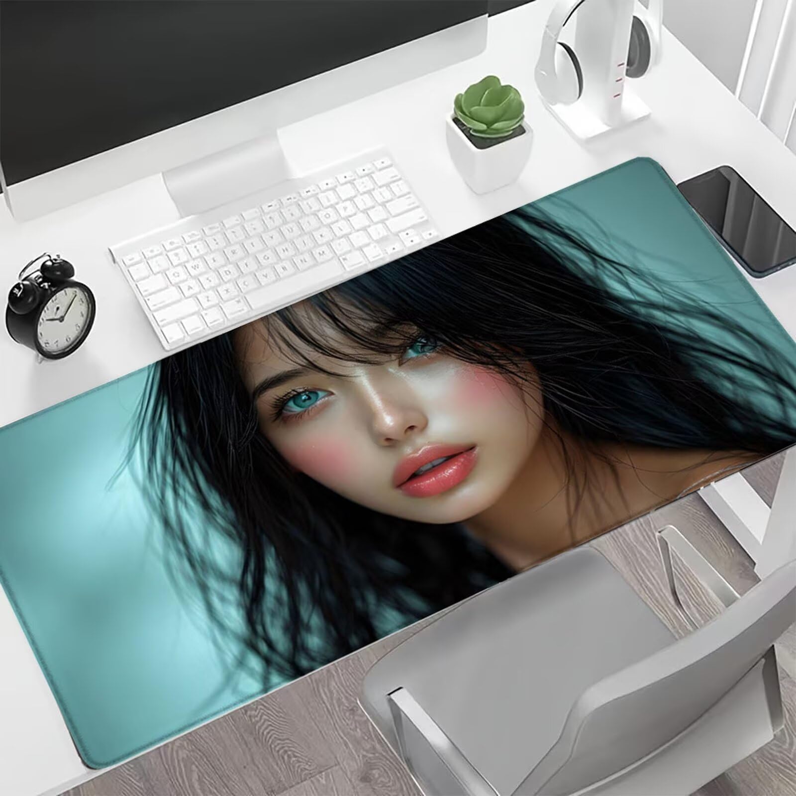 Jugendliche Schönheit Mauspad XXL 1500x800x3 MM Groß Gaming Mauspad Design Vernähte Kanten, Wetterfest Anti Rutsch Mousepad PC Laptop verbessert Präzision und Geschwindigkeit für Home Office W-883