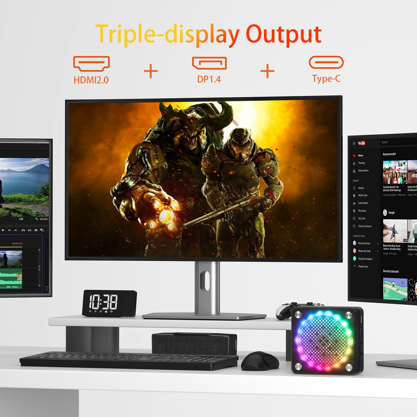 AWOW Mini PC - AMD Ryzen 5 7430U (6 core, fino a 4,3 GHz), 32 GB DDR4, SSD PCIe 3.0 da 512 GB, grafica Radeon, display 4K, Dual 1000 M, WiFi 6, BT 5.2