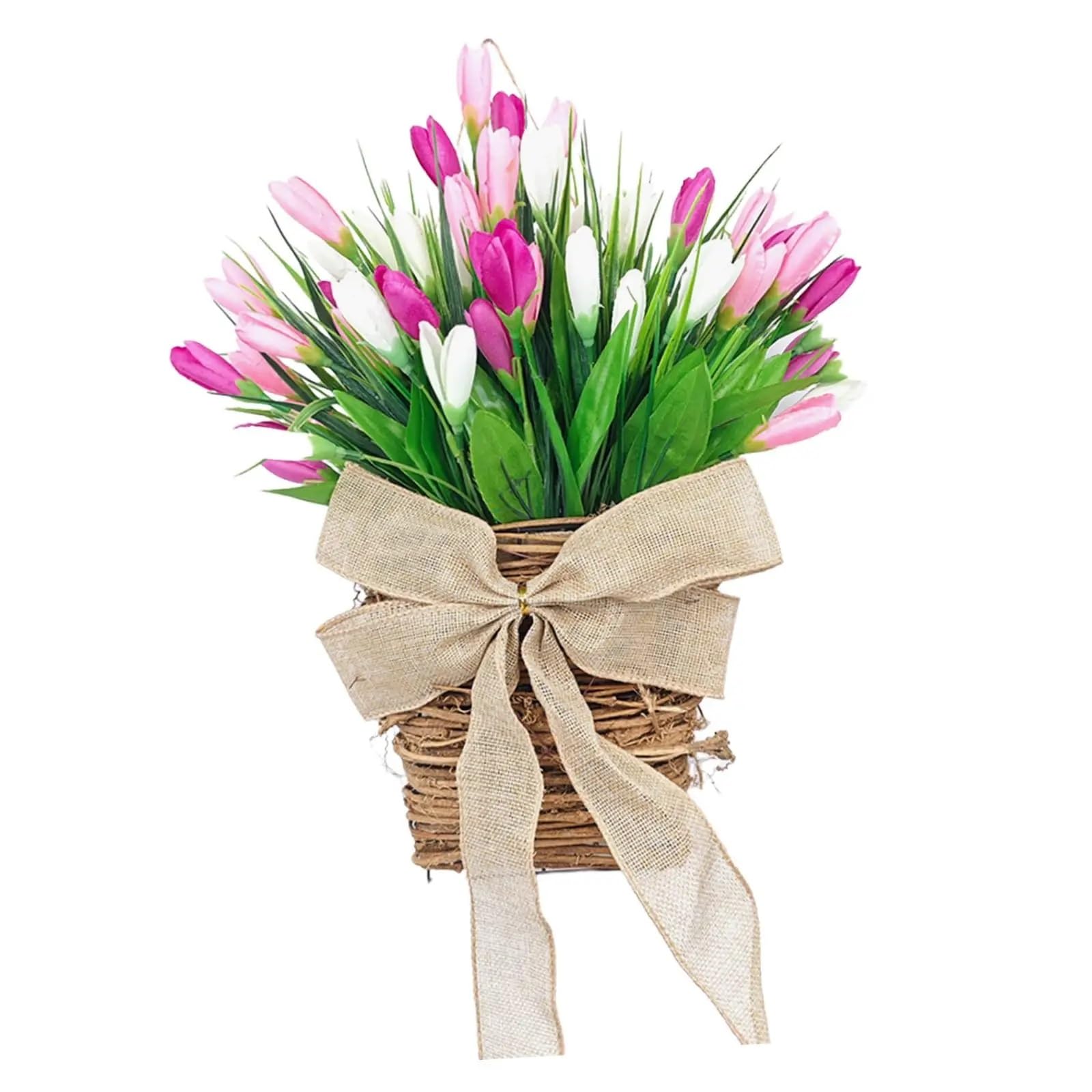 Ghirlanda di Fiori appesi alla Porta d'ingresso, Fiori di Tulipano Artificiali, Composizione Floreale for Matrimoni, Ghirlanda Primaverile for inaugurazione della casa all'aperto.