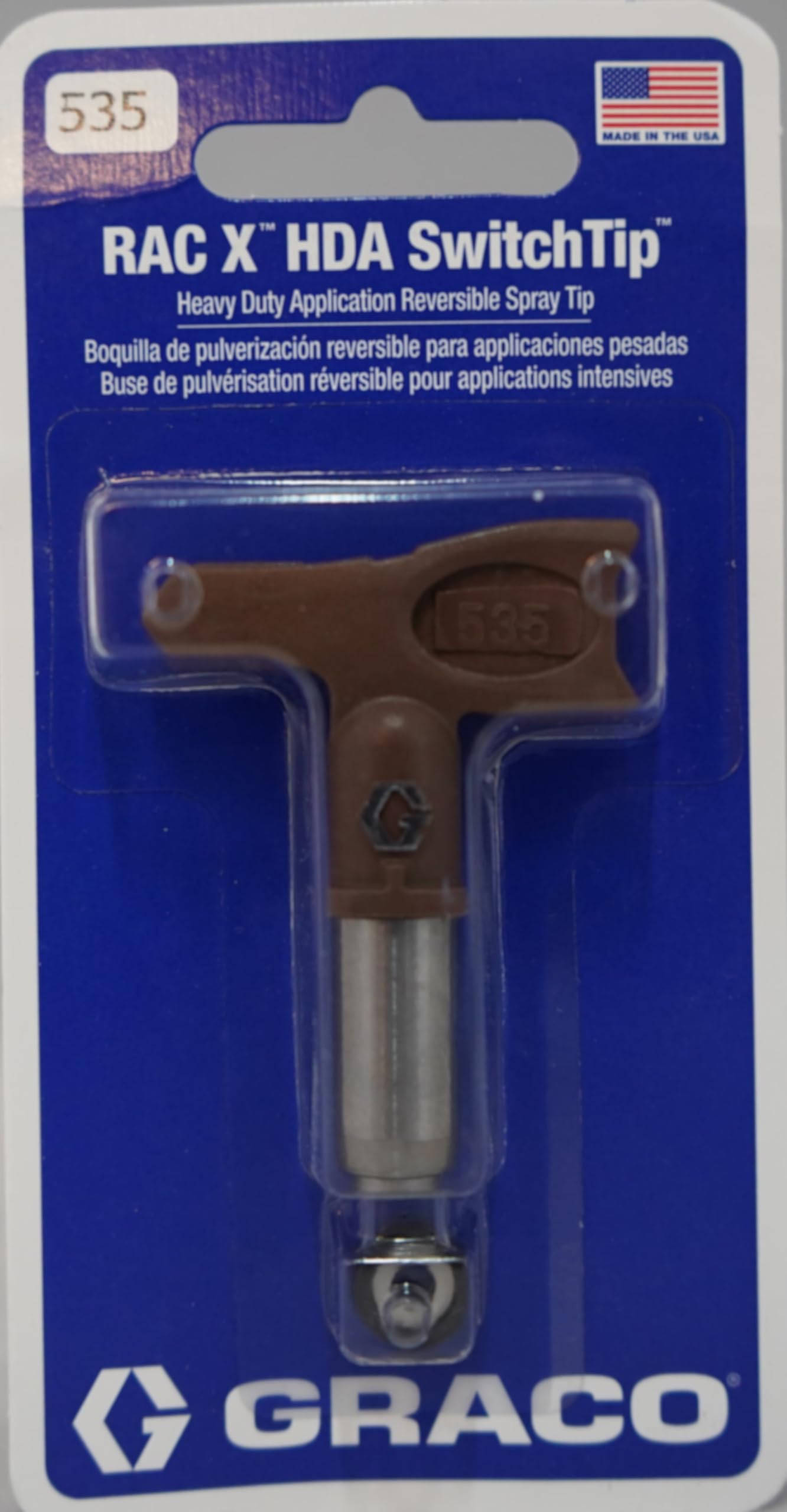 Buse pour Pistolet airless Graco HDA 535, Jet de 25 à 30 cm, Orifice de 0,035 Pouce, Embout réversible