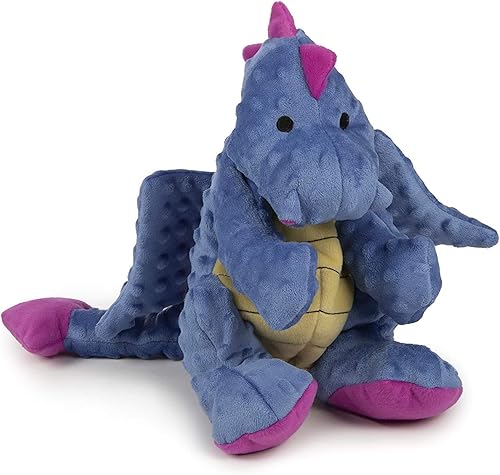 Vista 34 de goDog Bubble Plush Skinny Dragons - Juguete chirriante de peluche para perro, tecnología Chew Guard, verde, grande