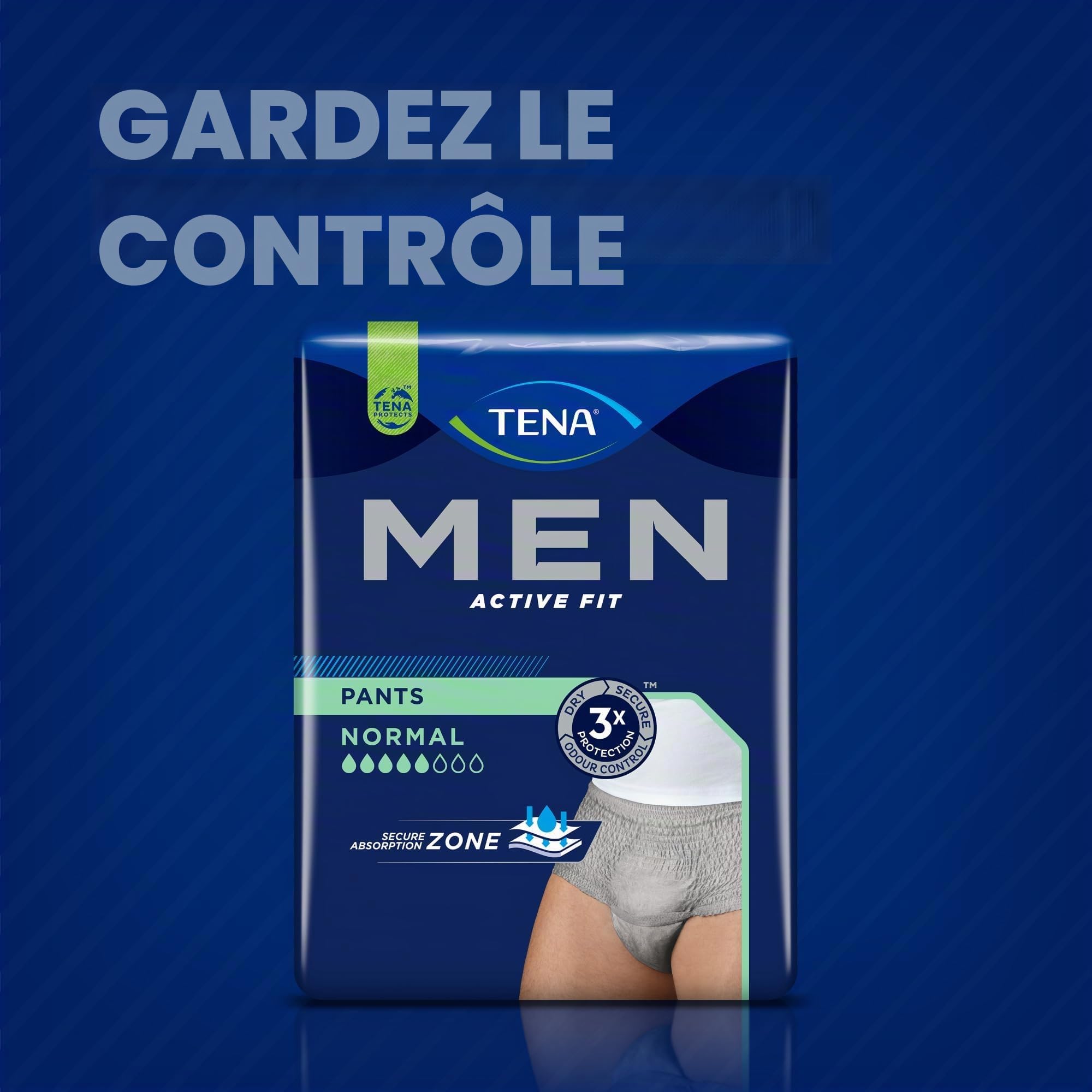 TENA Hommes Active Fit Pants Normal Taille Large Gris Couche pour Homme Respirant 2x8 pcs
