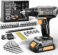 VIWKO 20V Cordless Drill Driver Set with 2.0Ah Battery & Charger, 25+1 Torque, 3/8" Keyless Chuck, 56 Accessories - Perfect DIY Power Tool