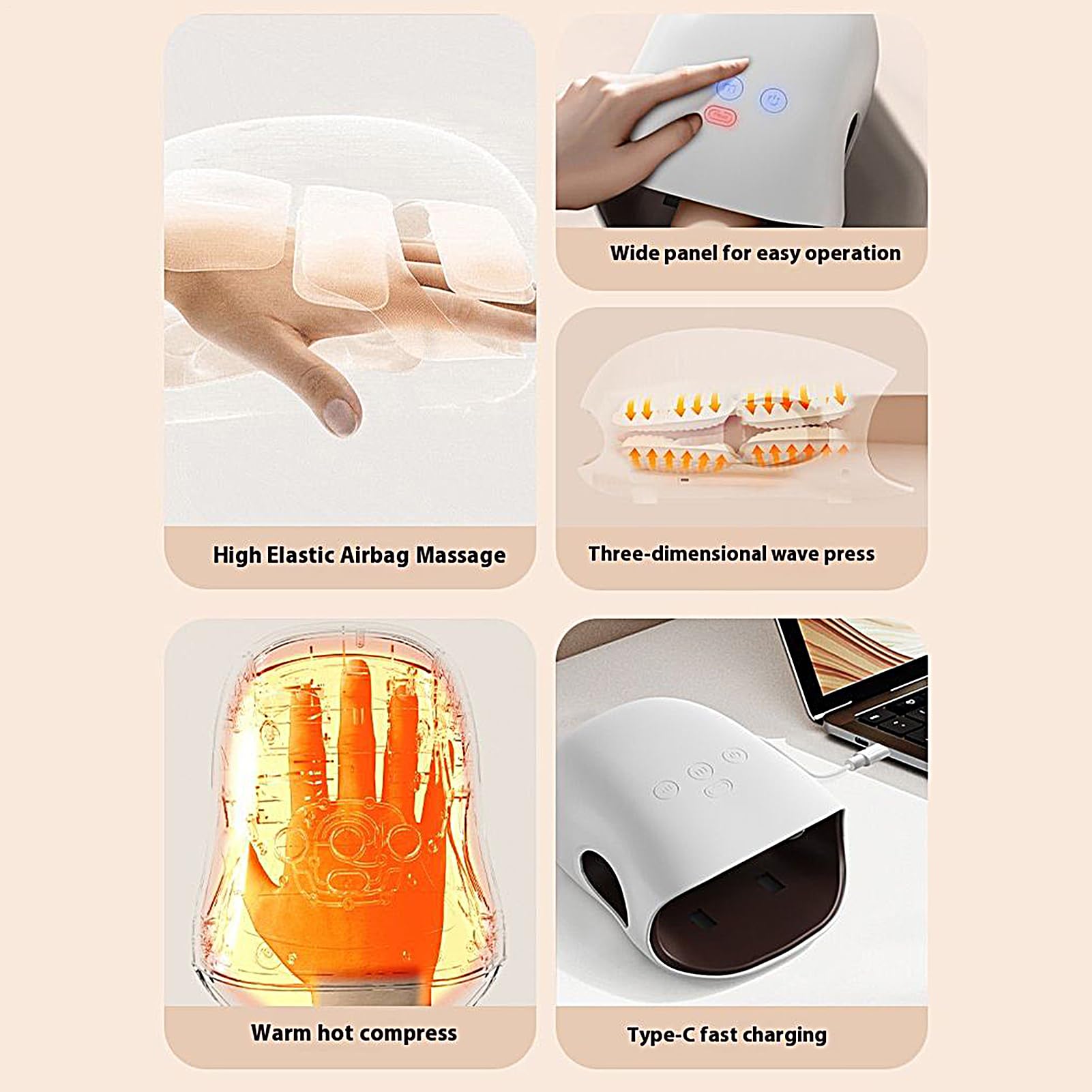 Masajeador De Artrosis Manos, Masajeador Manos Con Calor Y Compresión, Masajeadors Muscular Inalámbrico, Masaje De Mano Inalámbrico Para Artritises Y Túnel Carpiano 3 Modos Para La Circulación