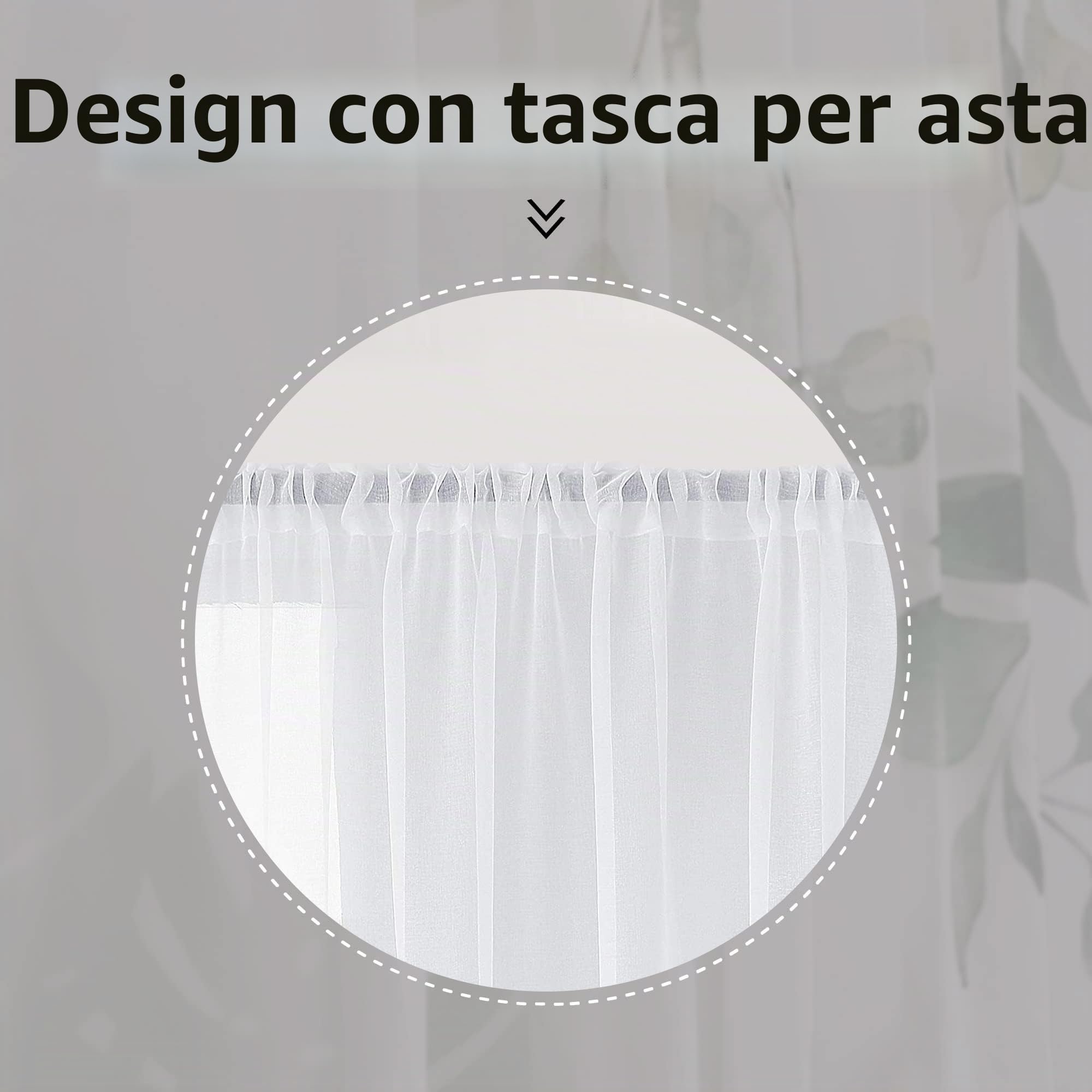 Tende per soggiorno con foglie di eucalipto verde, lunghezza 160 cm, set di 2 pannelli, elegante tenda per finestra con stampa floreale primaverile naturale in chiffon trasparente per camera