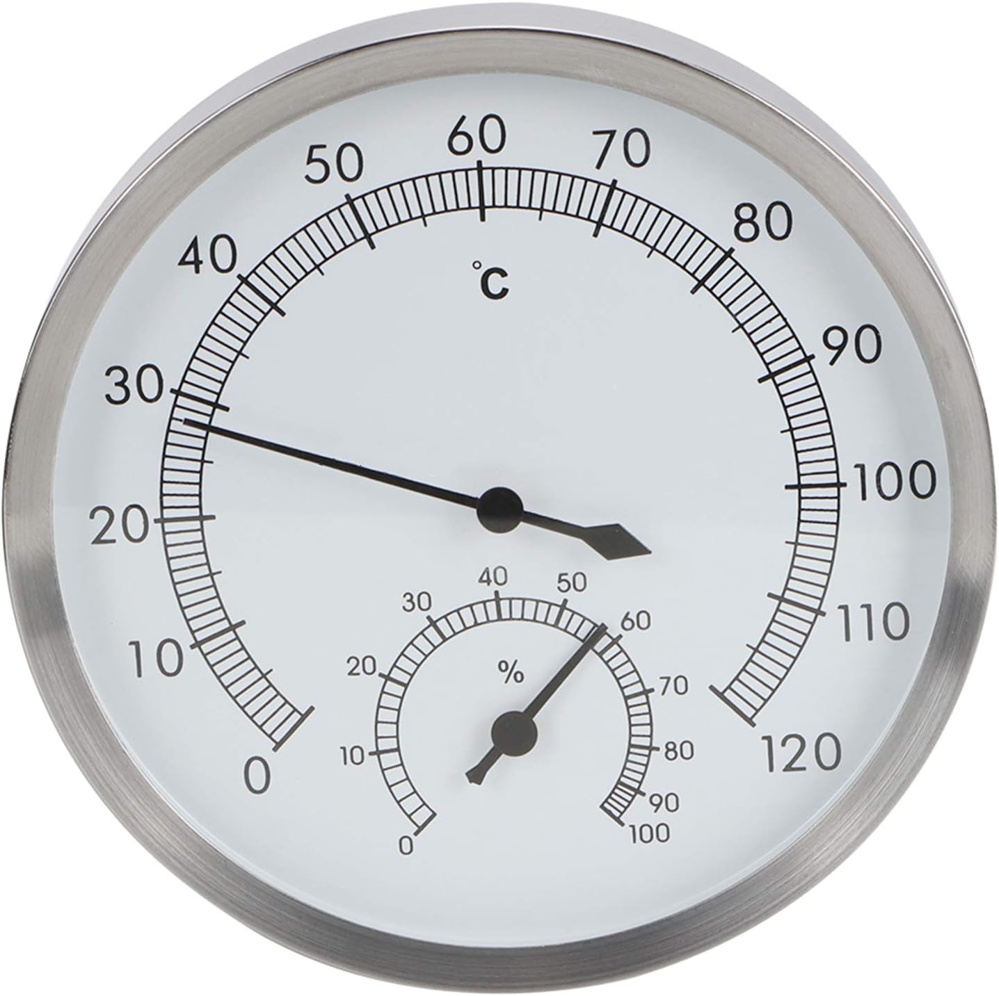 Stainless Steel Temperature Gauge,Thermometer Hygrometer,2 in 1 Steam Room Sauna Thermometer Indoor,Indicator for Sauna Steam Room,Bathroom Accessories