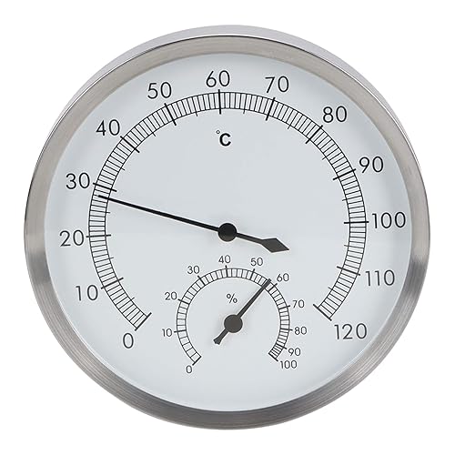 Termómetro higrómetro interior 2 en 1 de acero inoxidable para sala de vapor para sala de sauna, termómetro higrómetro para saunas de vapor o