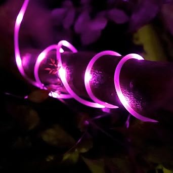 Solar Rope String Lights, 7.5M/25ft 50LEDs Waterproof Copper Wire Lights Tube, Outdoor Rope Lights for Garden Yard Path Fence Tree Wedding Party Decorative (Pink) [Energy Class A]