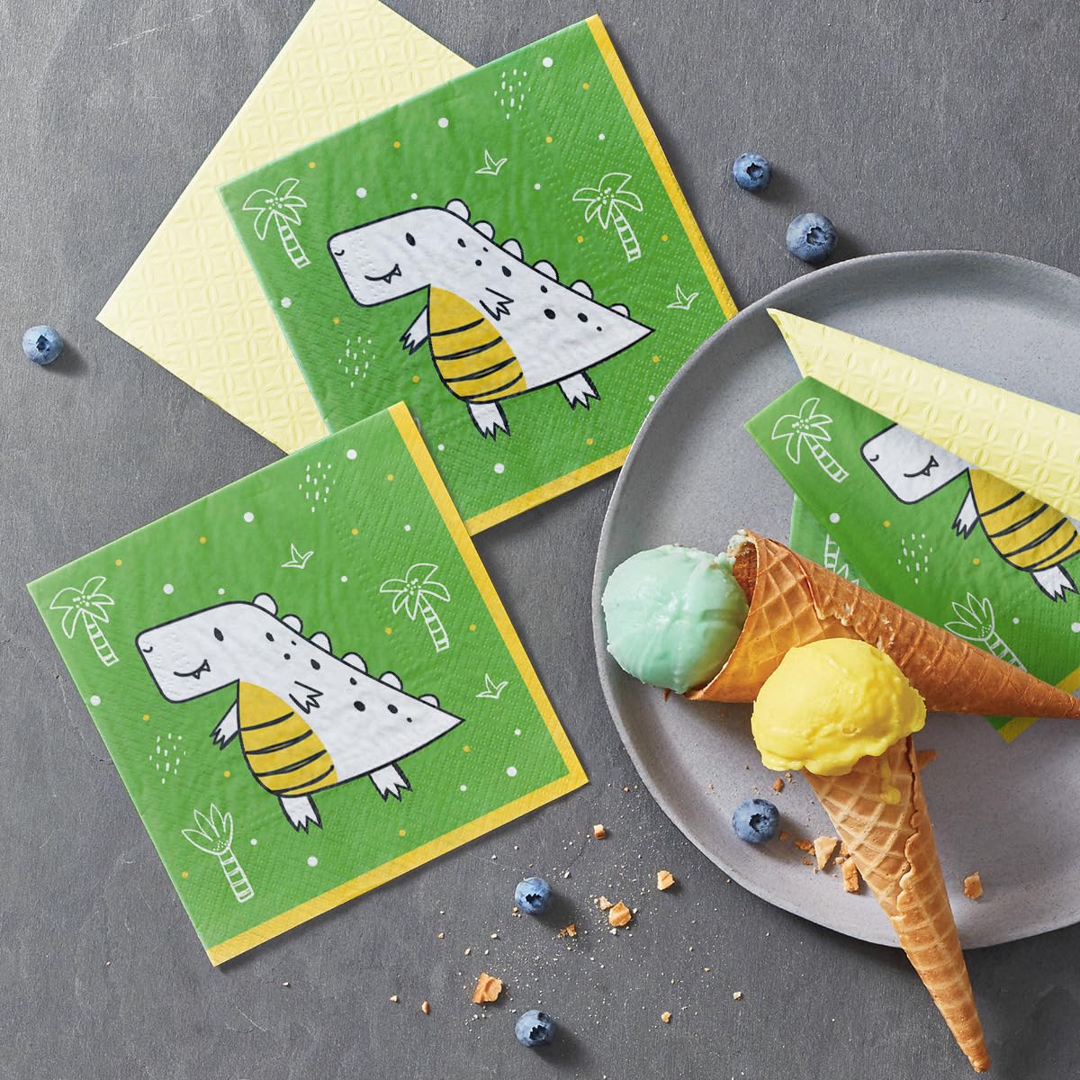 80 Tovaglioli Di Carta A Tema Dinosauro - 33x33 Cm Per Feste E Compleanni Bambini