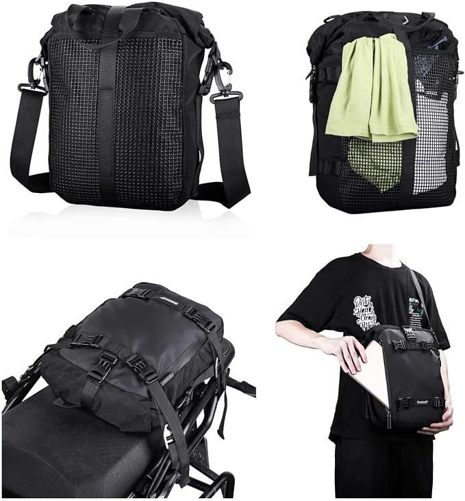 Bolsa trasera impermeable para moto 10L negra miniatura 6
