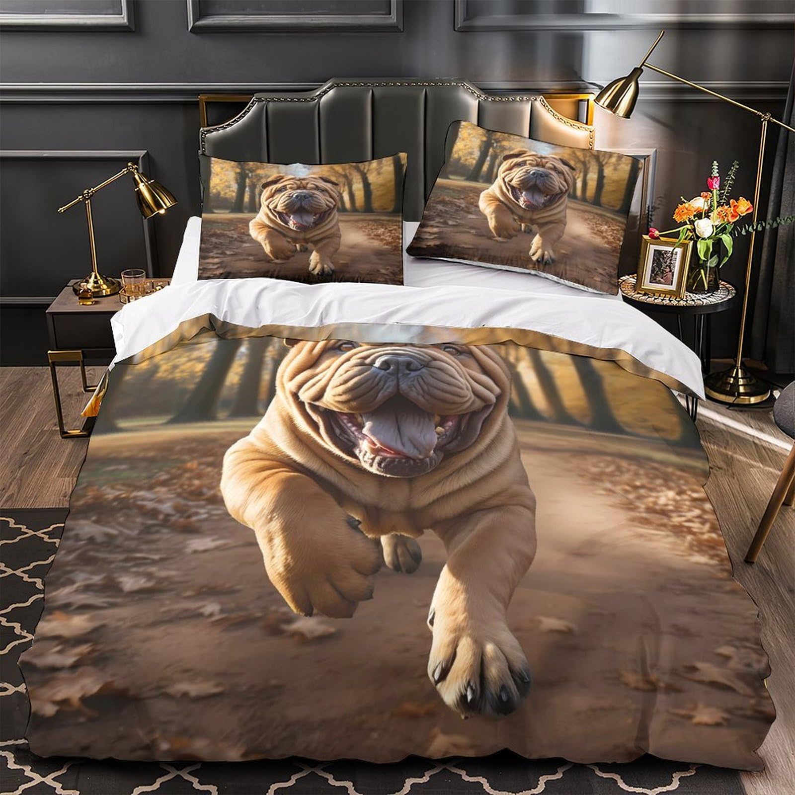 Housse de couette bouledogue français 3D 200x200 microfibre