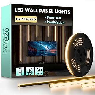 GZBtech [Apapter NOT Included] Flexible Strip Light for Wood Slat Wall Panels 16.4FT, Hardwired 3000K Warm White Cuttable Neon Rope Lighting, IP67 Waterproof Black Strip Lights