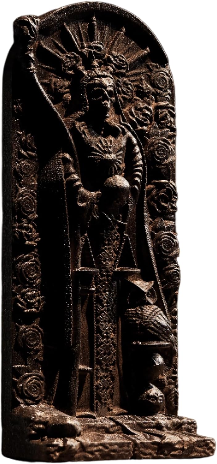 Santa Muerte Goddess Statuette, Holy Death, for Home Altar, Religious Statue, Wicca, Witches, Statue, Witches, Wooden Home Decoration (Black)