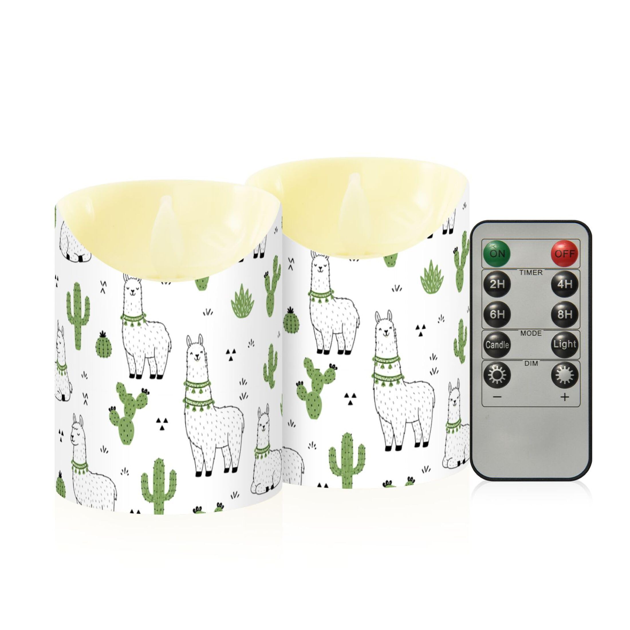 Fuauuyl Alpaca LED Flameless Candles Flickering Plastic Pillar Candles Battery Operated Votive Candle with Remote Control and Timer, Home Decoration 2 Pack