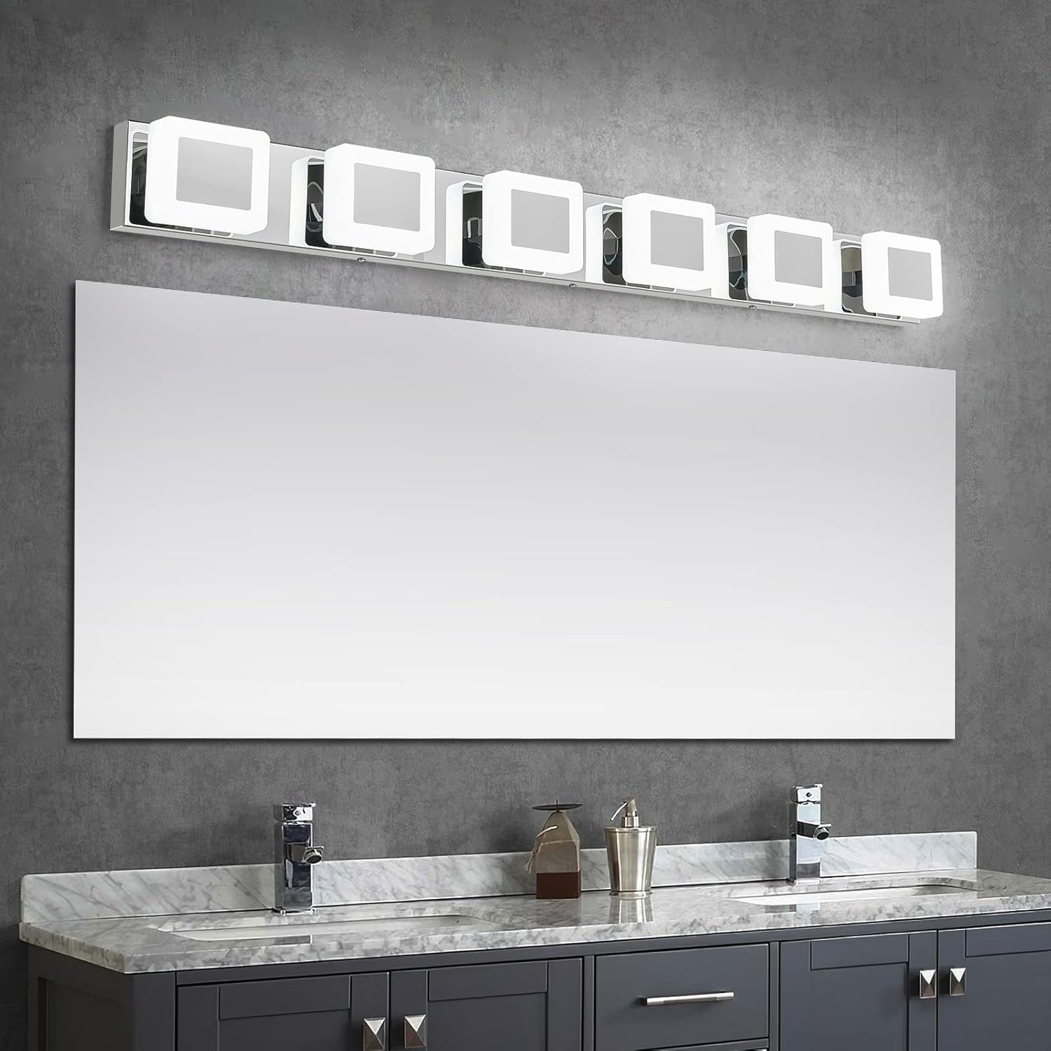 6 Light LED Bathroom Lights Over Mirror Chrome Acrylic Modern Vanity Lights Dimmable Wall Light Bathroom Vanity Light Fixtures