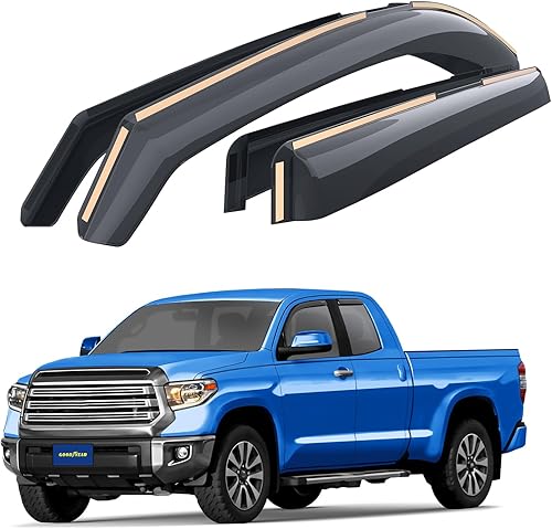 Goodyear Deflectores de ventana inastillables en el canal para camiones, Toyota Tundra 2007-2021, doble cabina, protectores de lluvia, viseras de