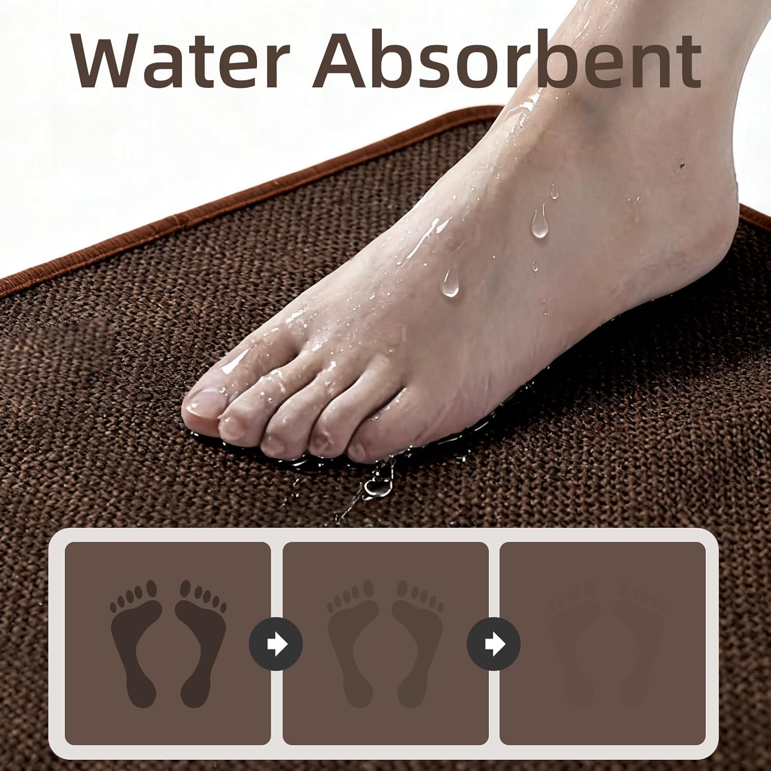 Bathroom Rug, Non-Slip Quick-Dry Bath Mat for Shower Tub & Toilet Side, Bathroom Floor Bathroom Mat Soft Absorbent Washable Rug, 17’’x24’’,Brown,1pc - Image 5