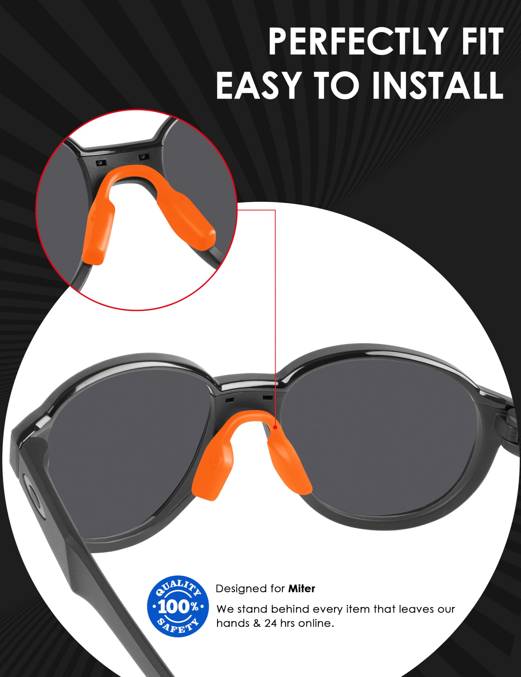 BLAZERBUCK Replacement Nose Piece Nose Pads for Oakley Miter OX8154 Eyeglass - Low Bridge Orange