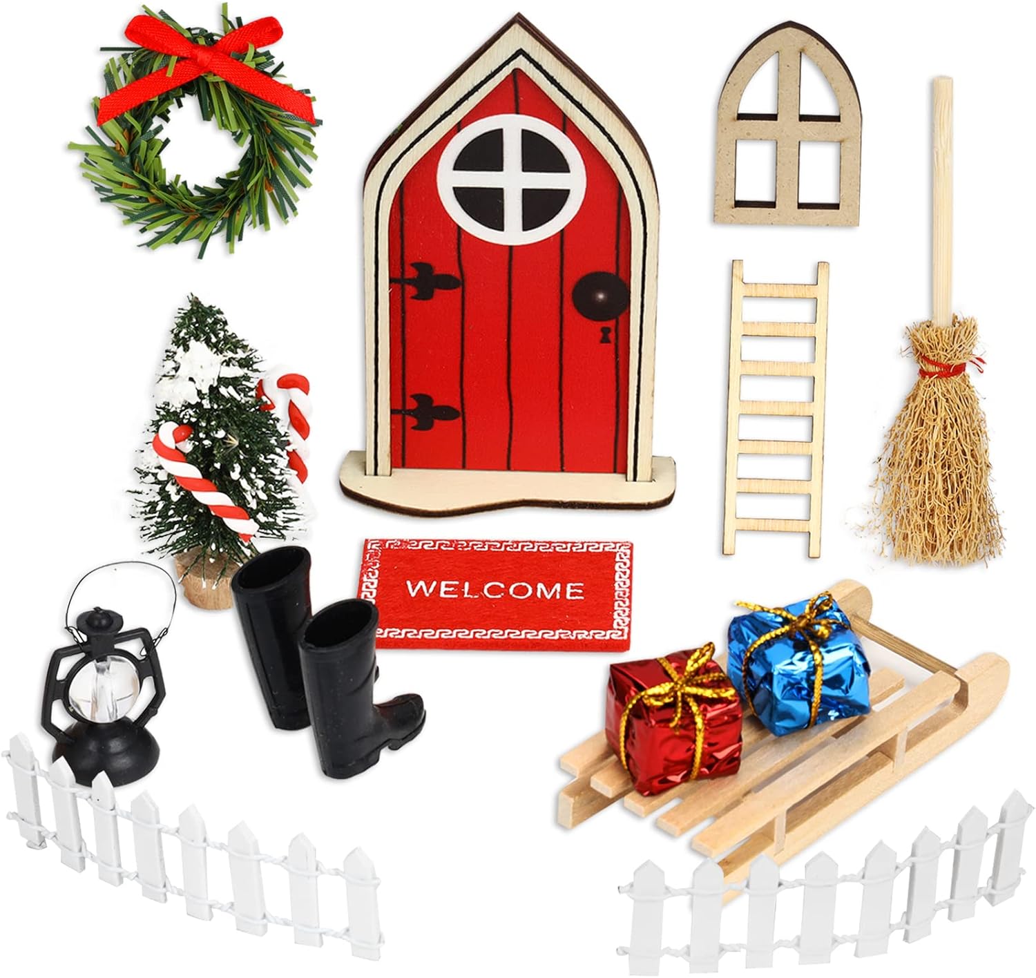 Porta magica del elfo in legno decorazione natalizia
