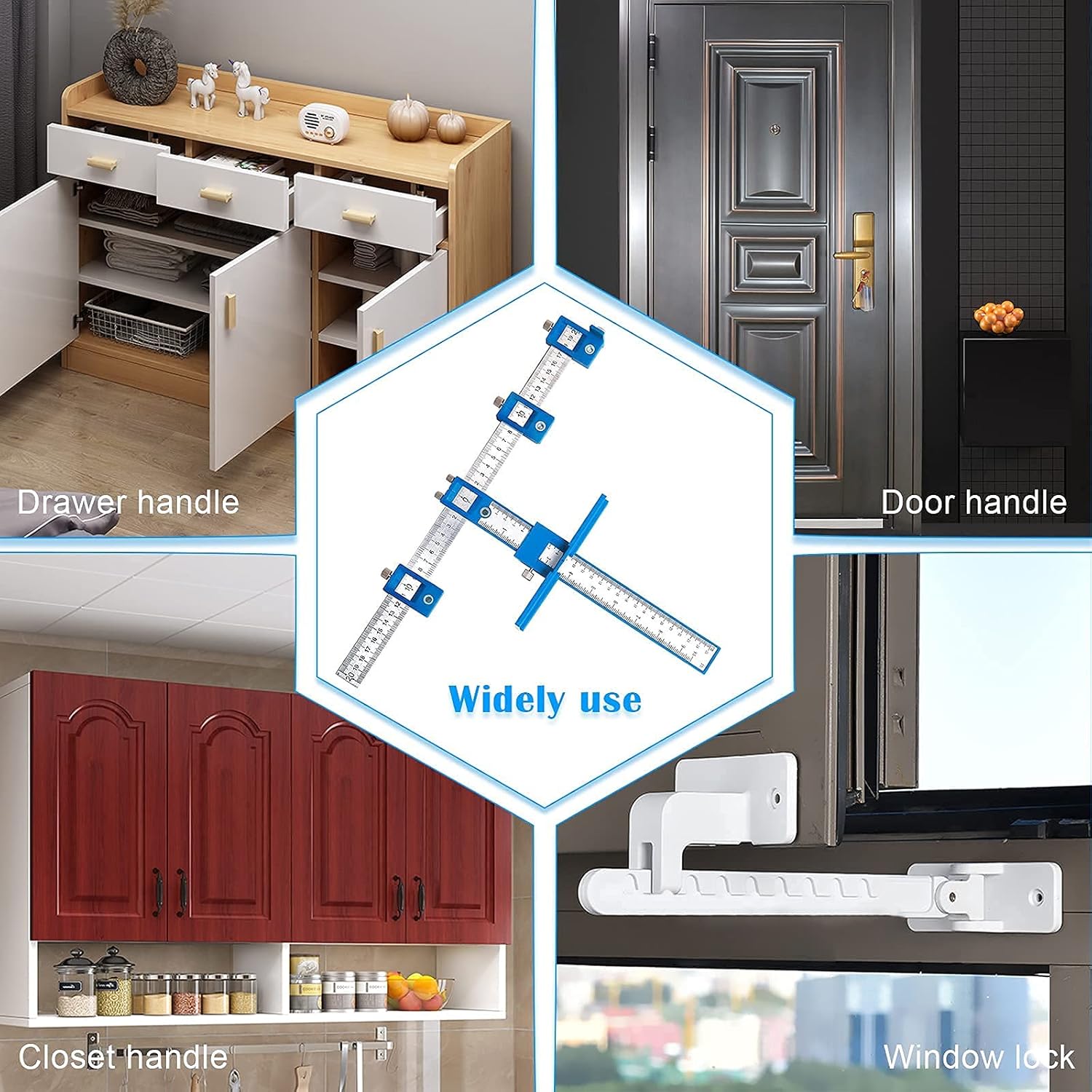 ATENTO Cabinet Hardware Jig - Adjustable Drill Guide Punch Locator Tool Professional Template Wood Drilling Doweling for Fast and Accurate Installation of Door Handles, Front Knobs and Drawer Pull - - 