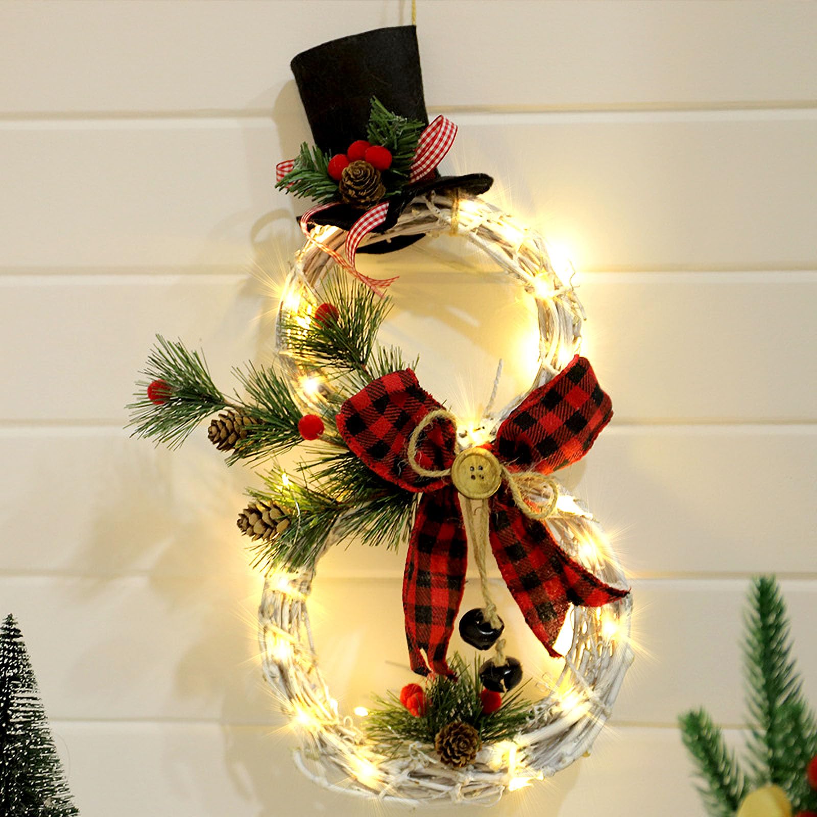Produktbild von Türkranz Weihnachten Beleuchtet, 69cm Weihnachtsmann