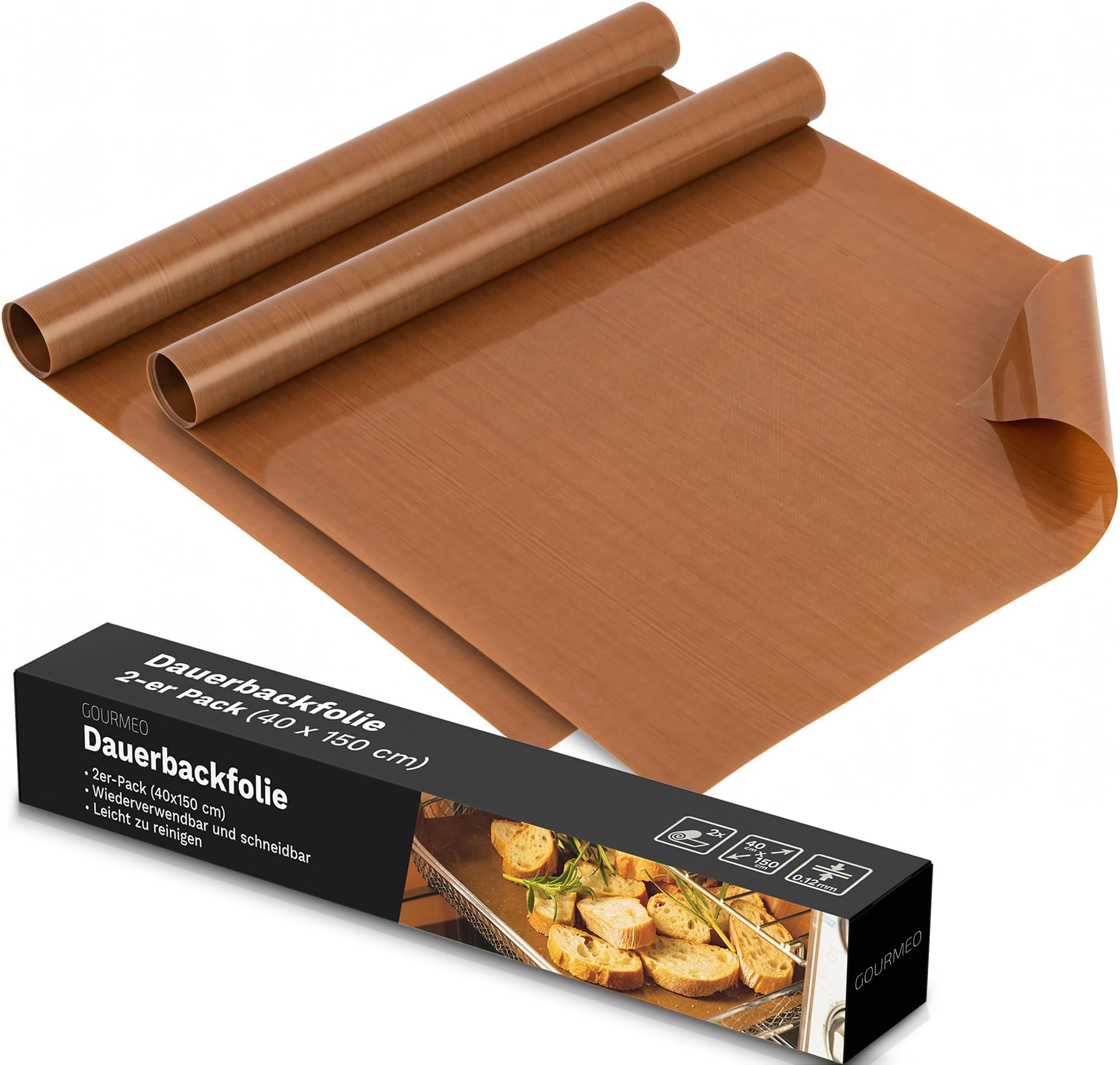 Heat Resistant Baking Paper Roll - Set of 2-15.7 x 90 in Reusable & Nonstick Teflon Mat Sheets - Dishwasher Friendly & Greaseproof Sheet Liners