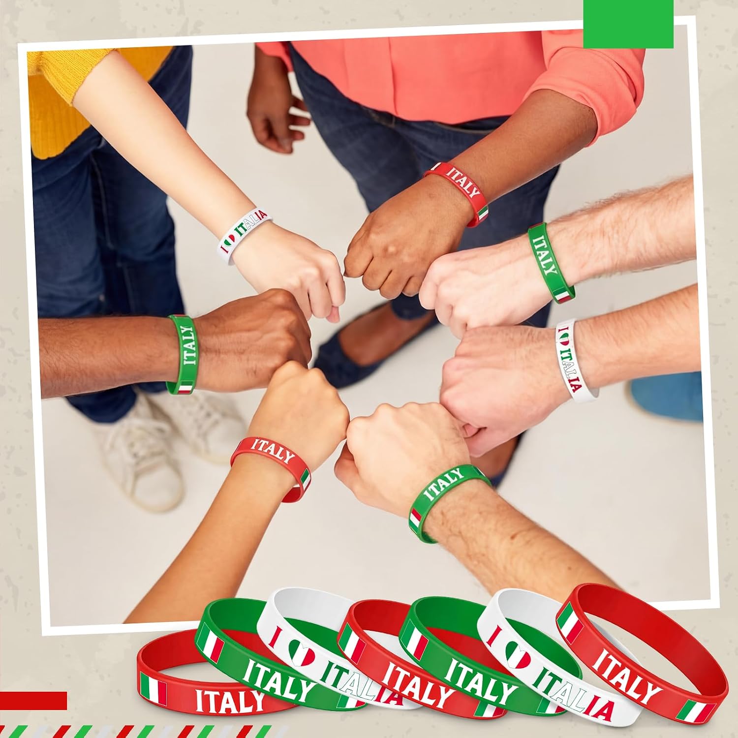 30 Pcs Italy Flag Bracelet Country Flag Patriotic Bracelets