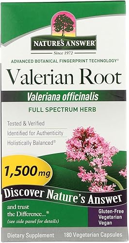 Nature's Answer Cápsulas de raíz de valeriana de 1,500 mg Ayuda natural para dormir Alivio del estrés Promueve el sueño reparador