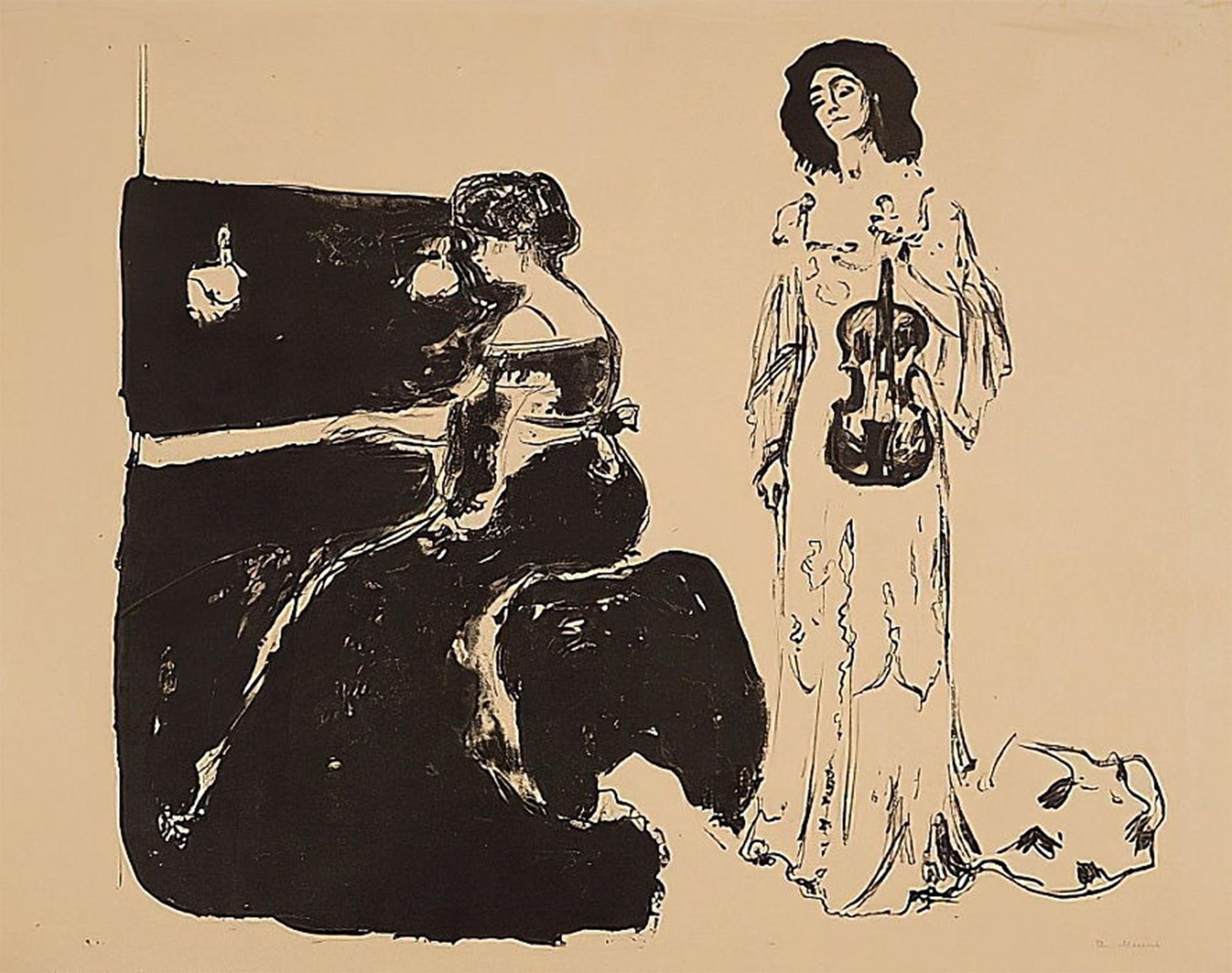 SERENDIPITP Vintage Picture Print on Canvas Wall Art Poster Concert Eva Mudocci Violin and Bella Edvards by Edvard Munch Artwork Print Poster for Wall Decor 60x90cm
