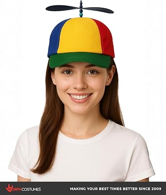 Nicky Bigs Novelties Propeller Hat, Rainbow Cotton Costume Accessory