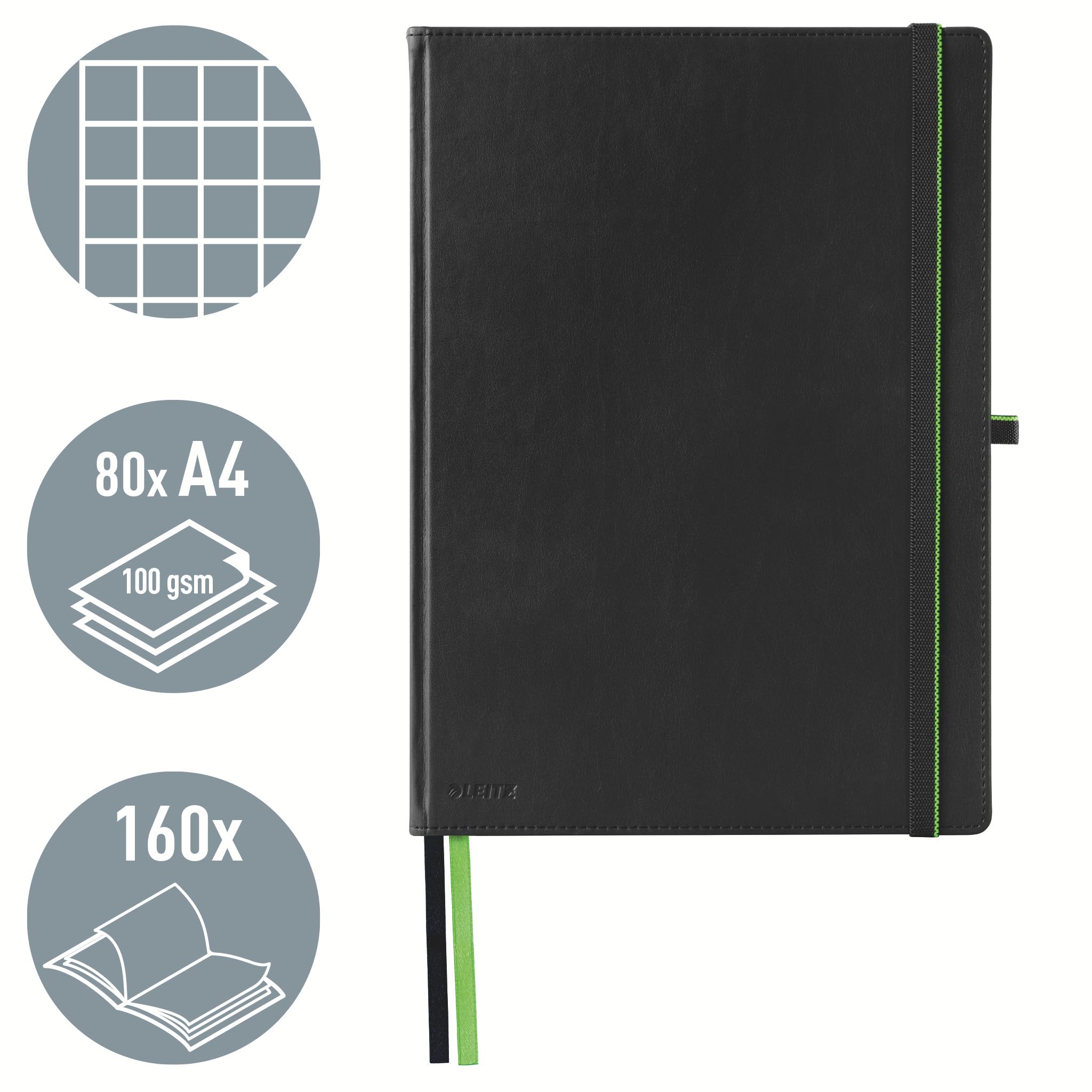 Amazon.com : Leitz A4 Hard Cover Notebook, Black (80 Sheets