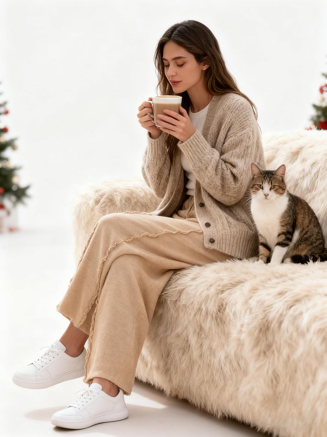 Bankeng Womens Baggy Wide Leg Pants Casual Palazzo Pants Drawstring Waisted Lounge Sweatpants with Pockets - Image 6