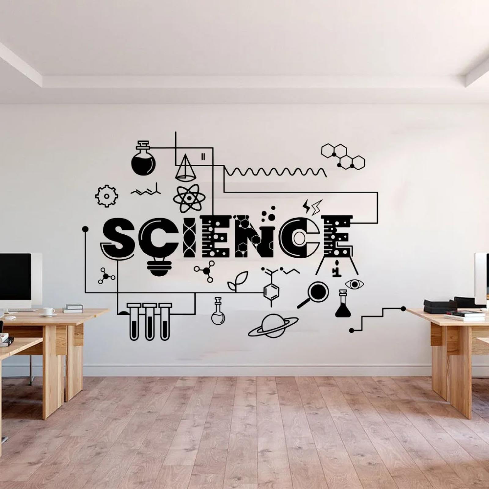 YOUOUSI School Laboratory Chemistry Teacher Education Science Experiment Tools wall Stickers Office Children's Room wall Art Decals