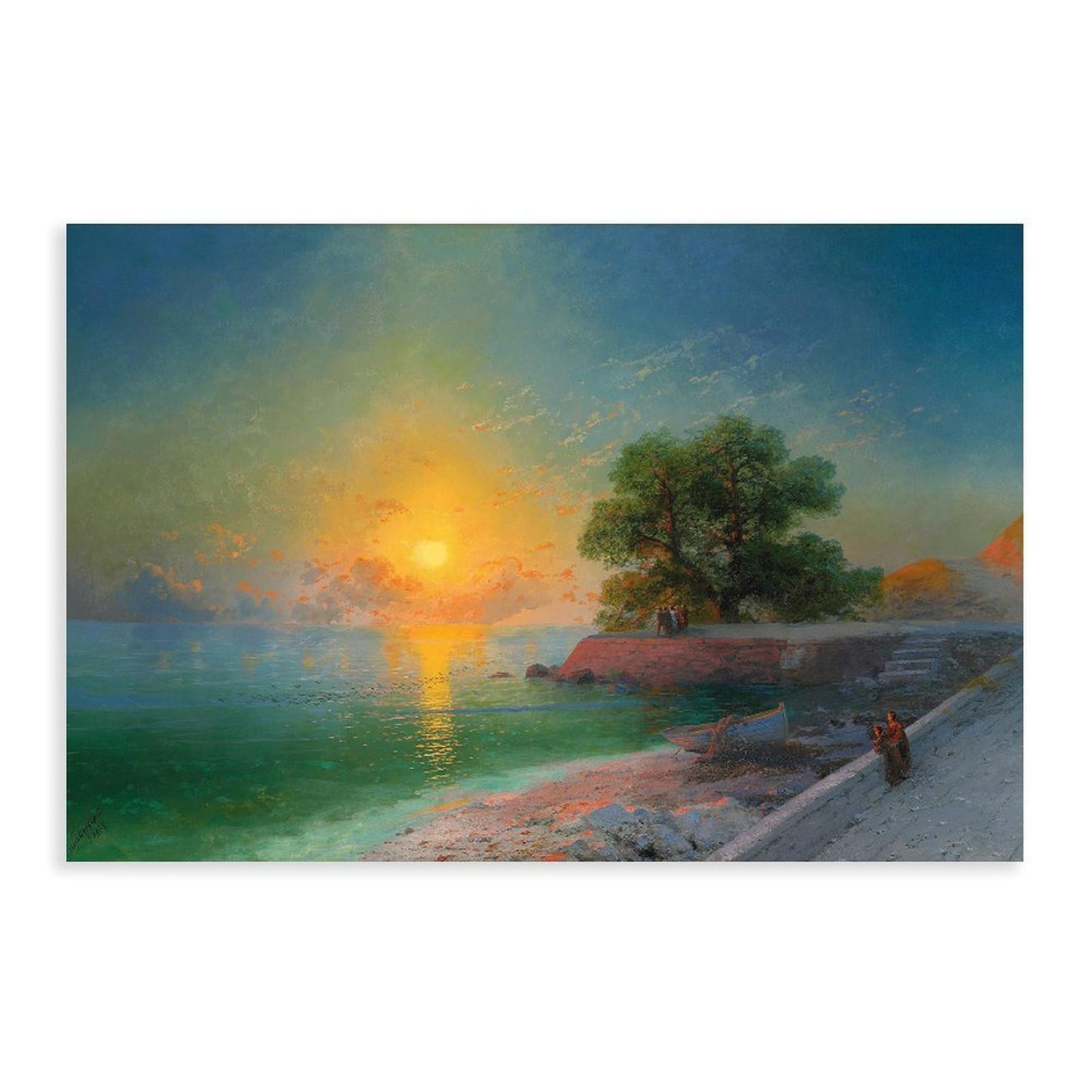 DFJyjFGJJ Ivan Konstantinovich Aivazovsky,Promenade at Sunset,famous Art Canvas Posters Wall Art Bedroom Office Room Decor Gift 20" L X 30" W