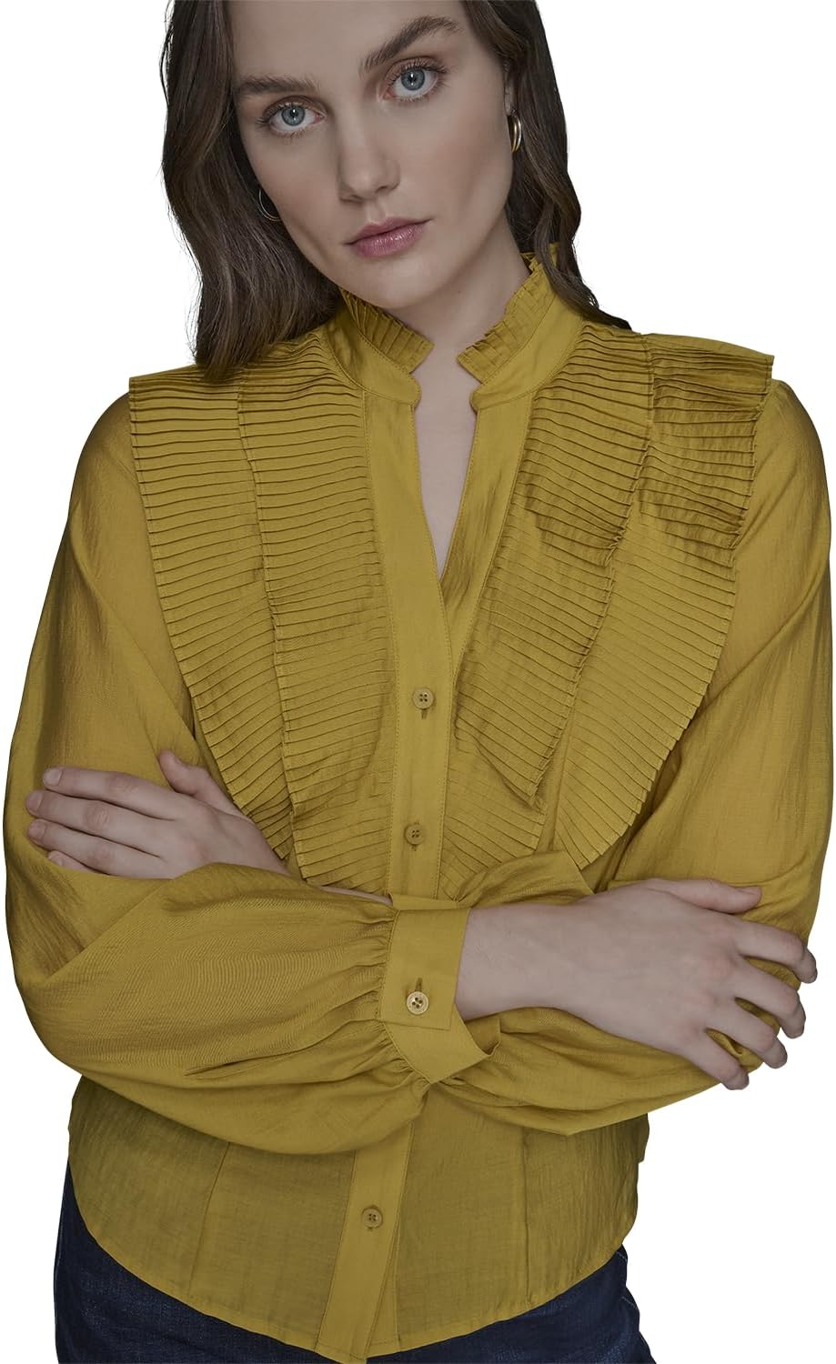 Karl Lagerfeld Womens Long Sleeve Ruffle Collar Blouse - Image 3