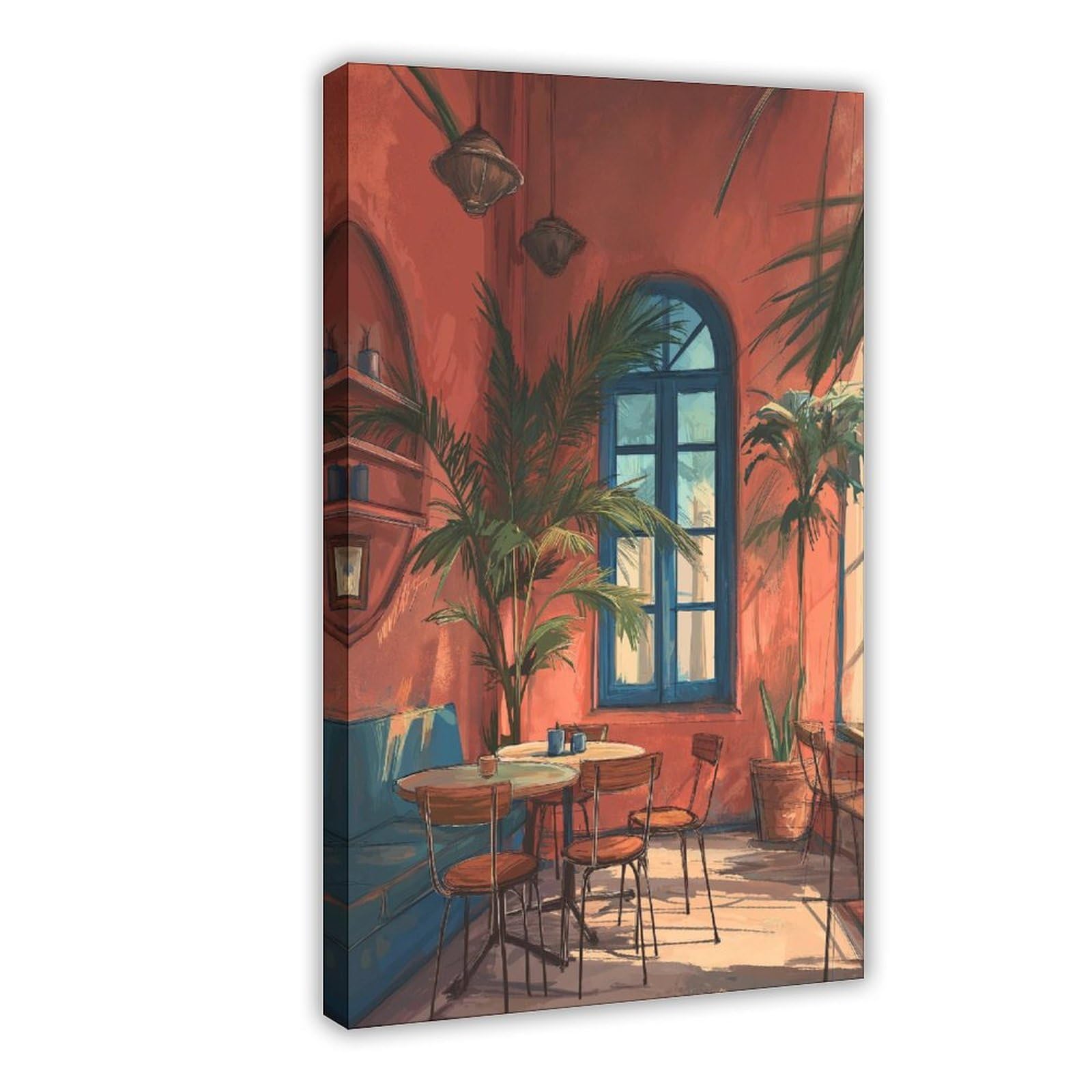 YWTJAX Mediterranean Cafe Poster Canvas Poster for Office Decor Gift