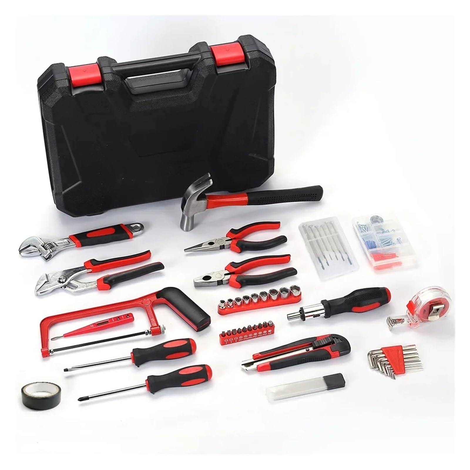 19/43/120 pezzi kit di utensili manuali set con cassetta degli attrezzi multifunzionale for uso domestico fai da te con cacciavite martello chiave pinze nastro