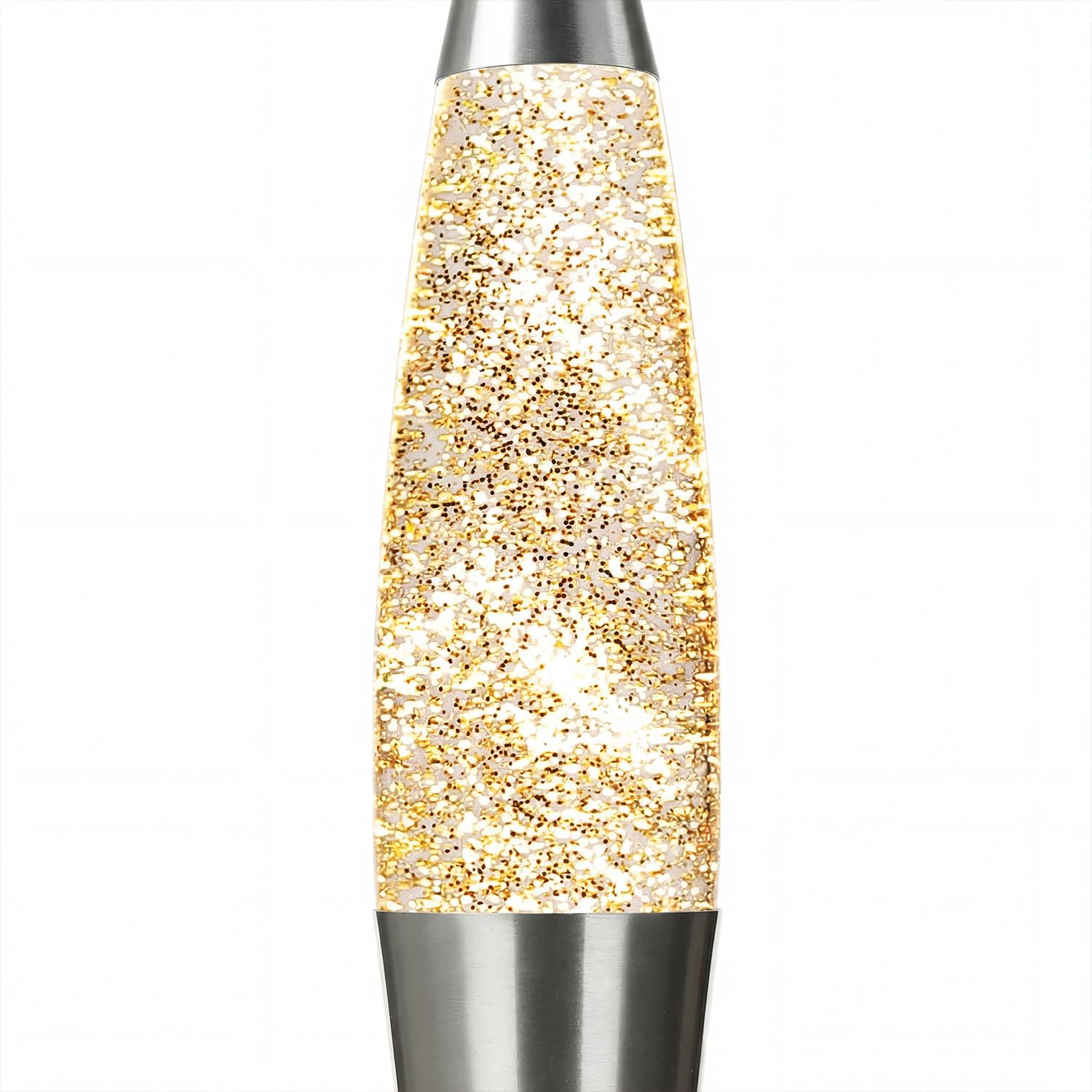 Easylight Lámpara de lava dorada ROXY A:40 cm liquido con purpurina con interruptor de diseño retro G9 incl. idea de regalo para el salón
