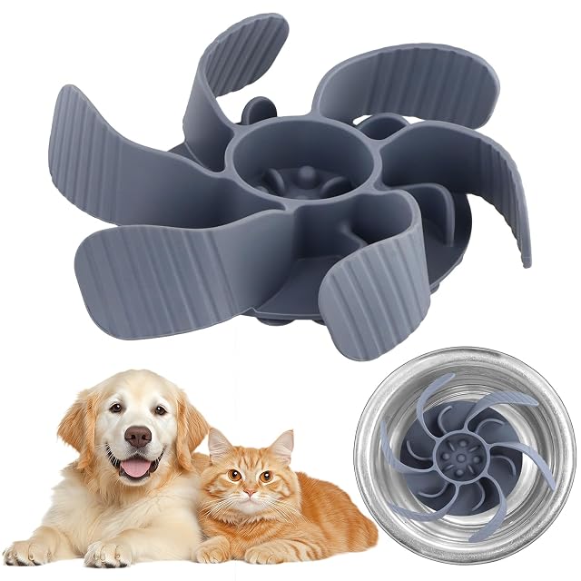 QWORK Comedero Lento para Perros, Silicona Antideslizante con 36 Ventosas