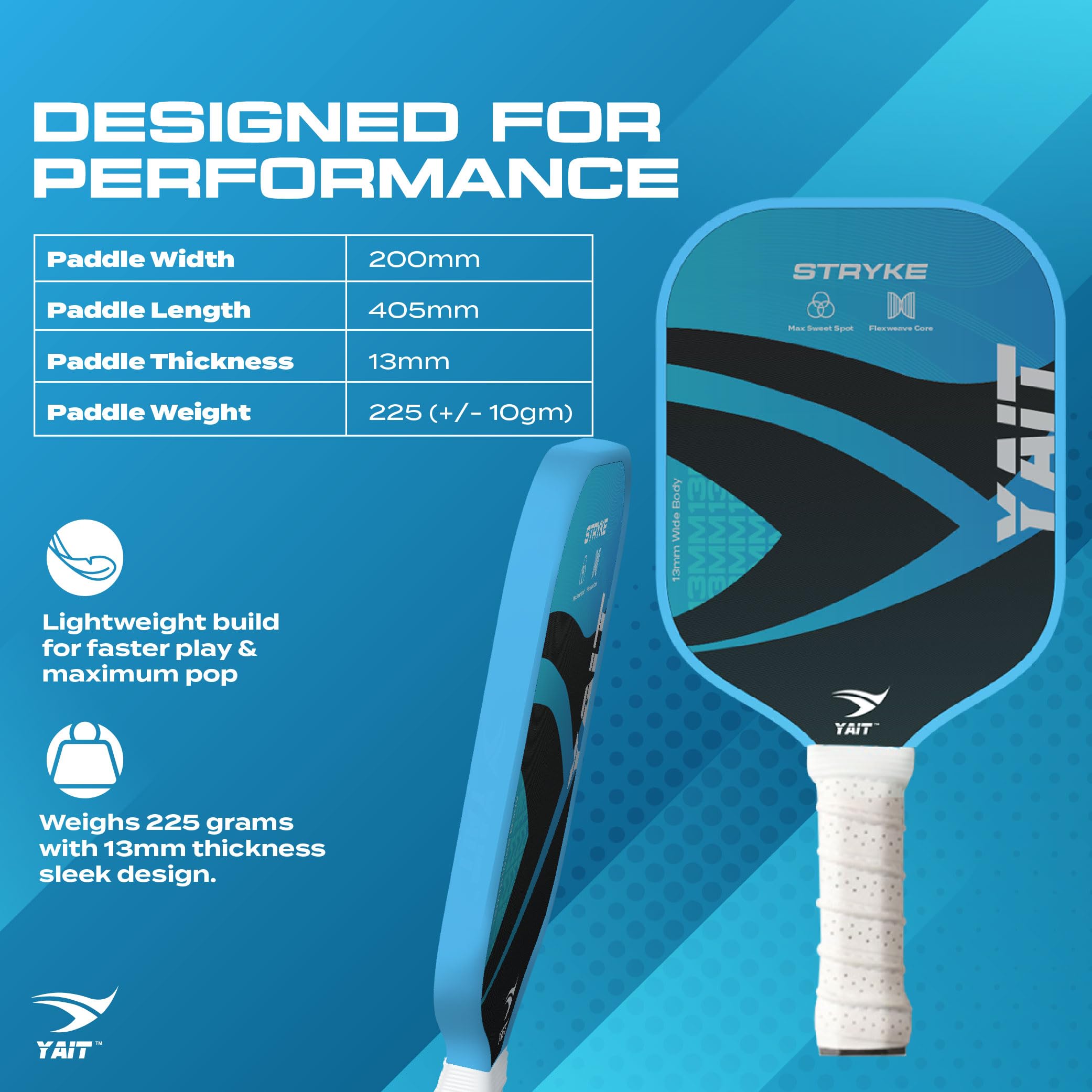 Stryke Wide Body Pickleball Paddle | 13mm Fiberglass Surface | Carbon Foam Handle | FlexWeave Core | Dense 8 mm PP Honeycomb Core | Durable Pickleball Racquet | Pickle Ball Racket of USAPA Standards 4