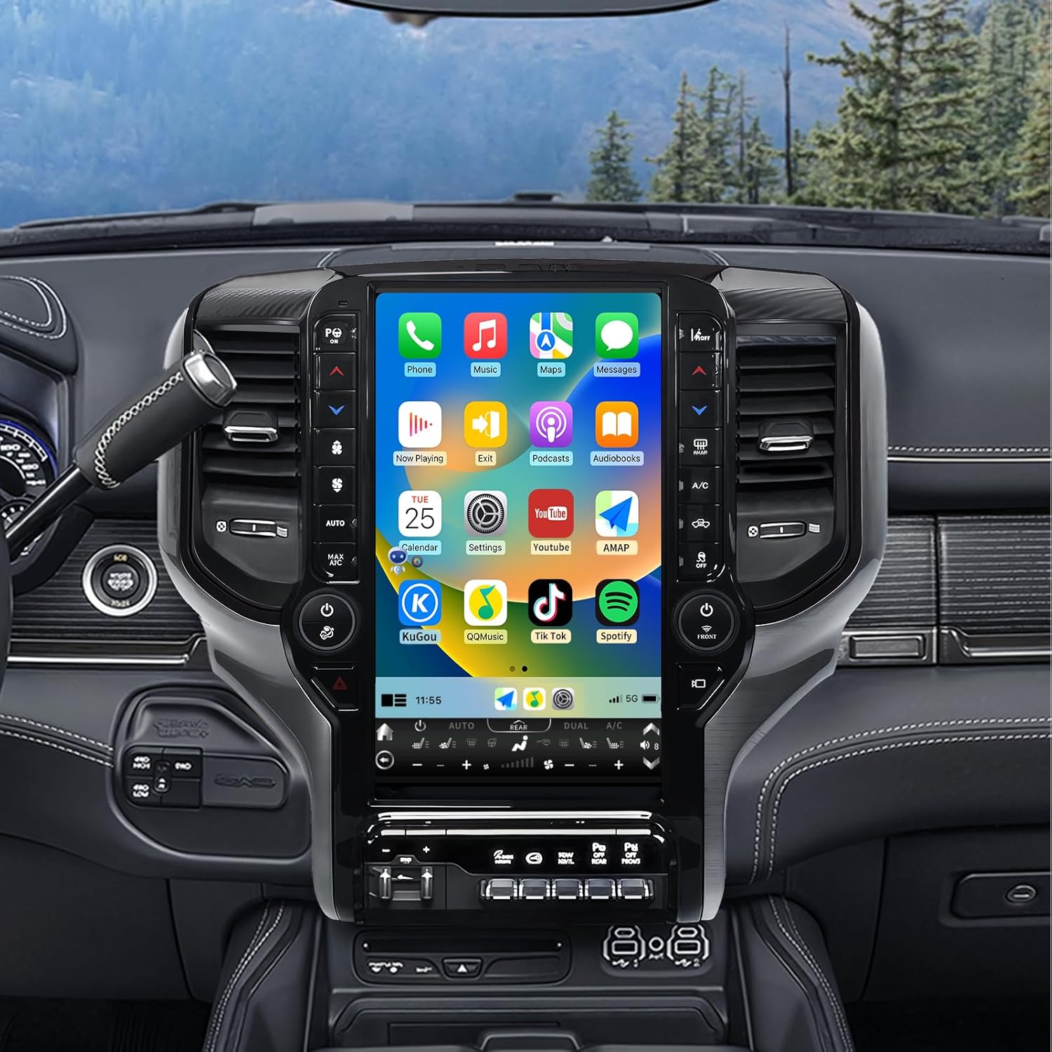 Car Radio Stereo for Dodge Ram 1500 2500 3500 2019 2020 2021 2022 2023 2024, 13.6 inch Touchscreen Wireless CarPlay Android Auto Headunit Upgraded with 8Core 8+128G Bluetooth GPS Navi DSP WiFi 4G SWC