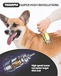 Professional Dog Clippers for Thick Heavy Coats, 7000RPM Cordless Rechargeable Pet Grooming Kit with 1200mAh Battery, Ceramic Blade, LED Display, Guide Combs, Low Noise Trimmer for Dogs Cats