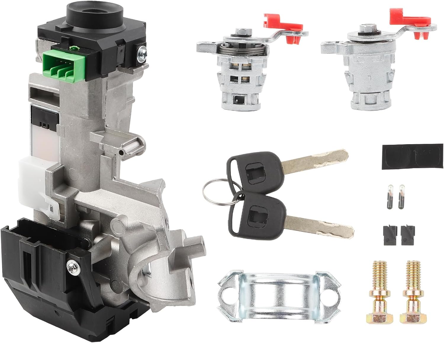 Dasbecan Ignition Switch Door Lock Cylinder Assembly Compatible with Honda Accord 03-05, CRV 05-06, FIT 03-05, Odyssey 05-08, Replace# 06350-SAA-G30 35100-SDA-A71 (with Chip ID48 Keys)