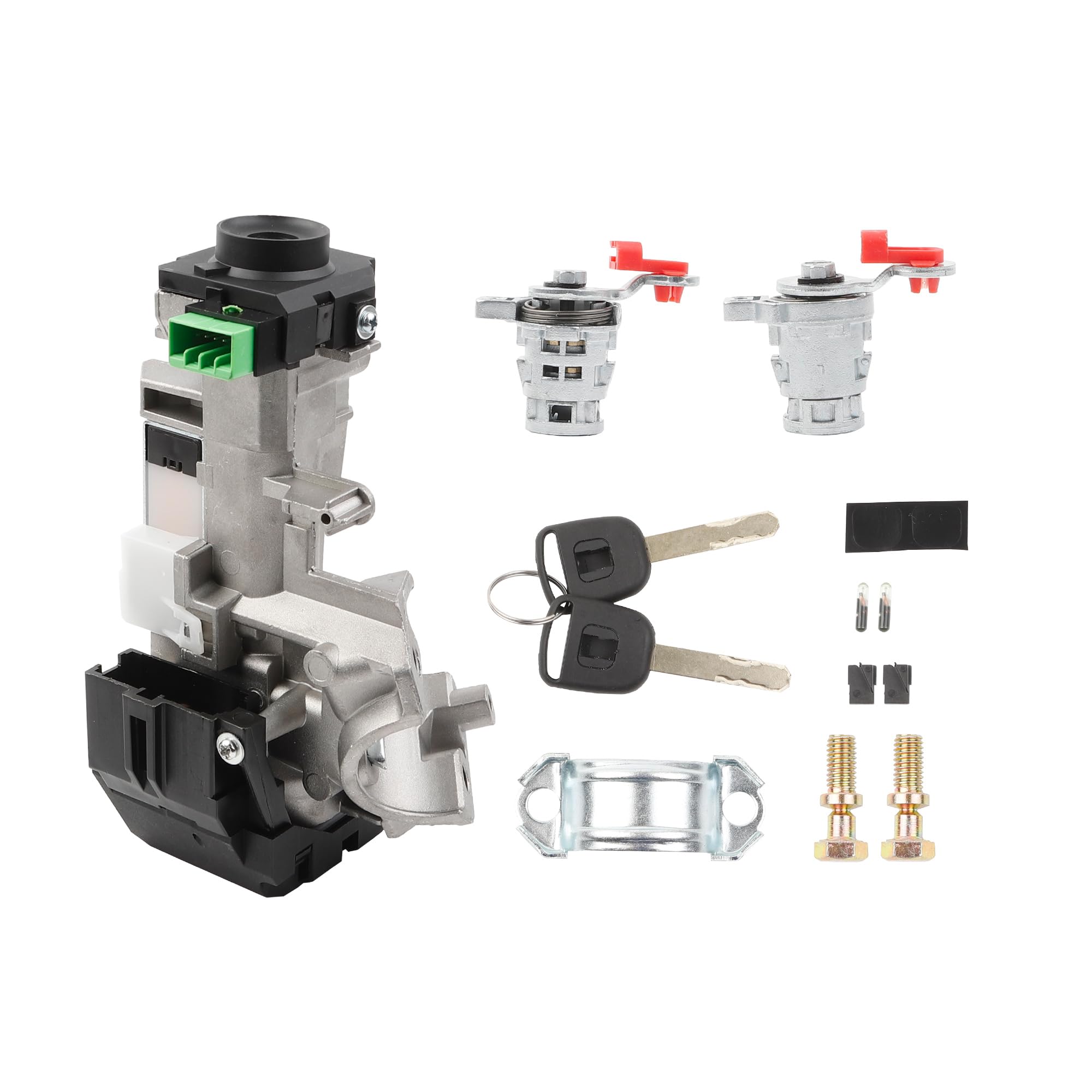 Dasbecan Ignition Switch Door Lock Cylinder Assembly with Keys (Chip ID48) | Compatible with Honda Accord 03-05, CRV 05-06, FIT 03-05, Odyssey 05-08, Replace# 06350-SAA-G30 35100-SDA-A71