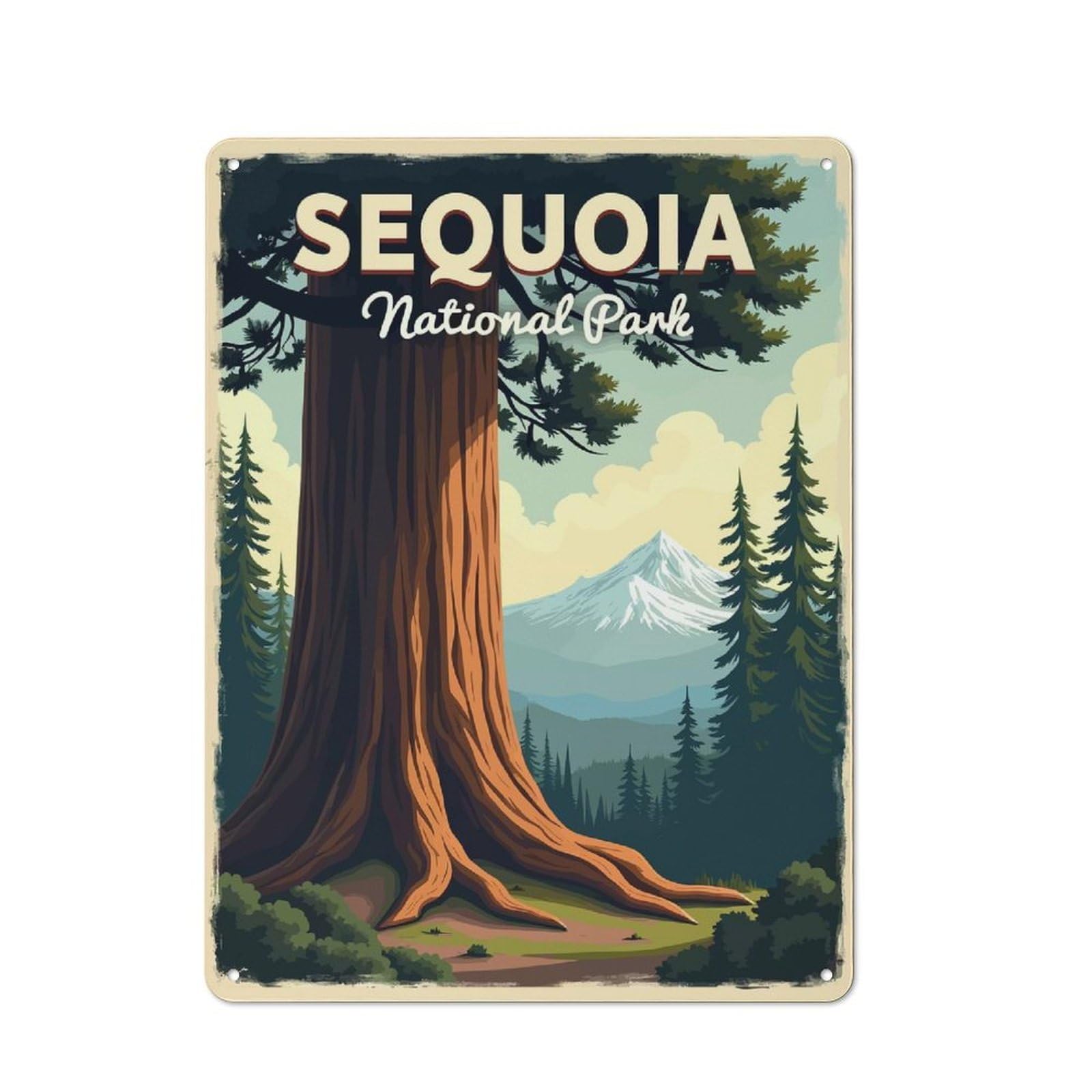 Junmoney Style-2 Workshop Style Sequoia National Park Poster Tin Sign 40X30cm, Garage Wall Decor For Tool Room, Garage, Studio Or Home Bar